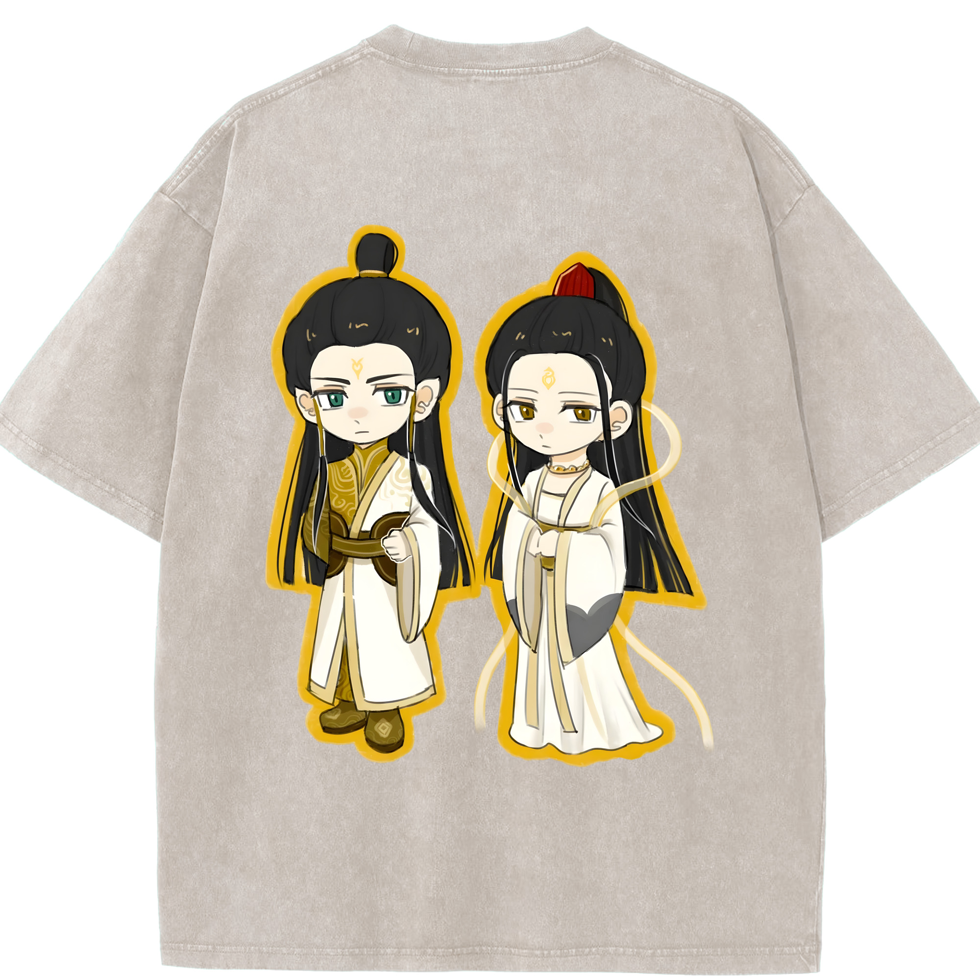 （画像用） Ne Zha 2 ナタ 魔童の大暴れ 綿100% ヴィンテージ風 半袖Tシャツ（背面プリント）