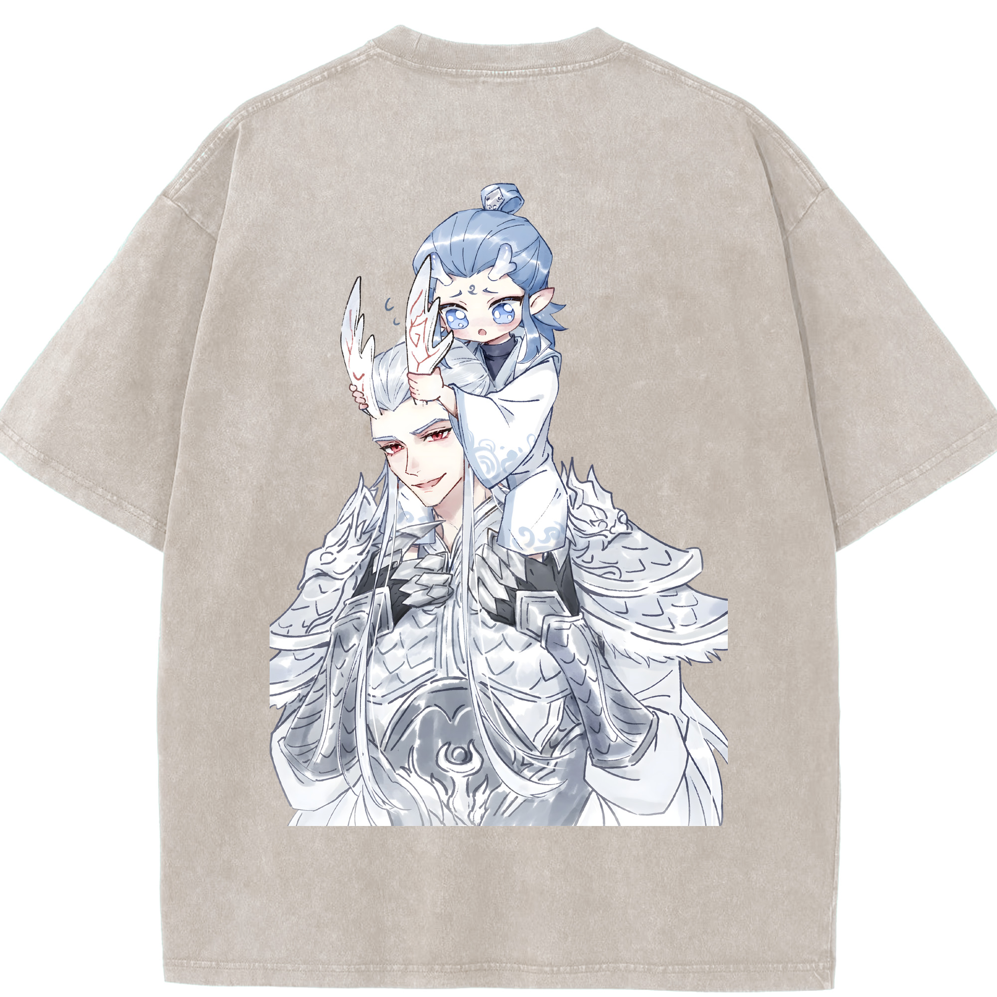 （画像用） Ne Zha 2 ナタ 魔童の大暴れ 綿100% ヴィンテージ風 半袖Tシャツ（背面プリント）