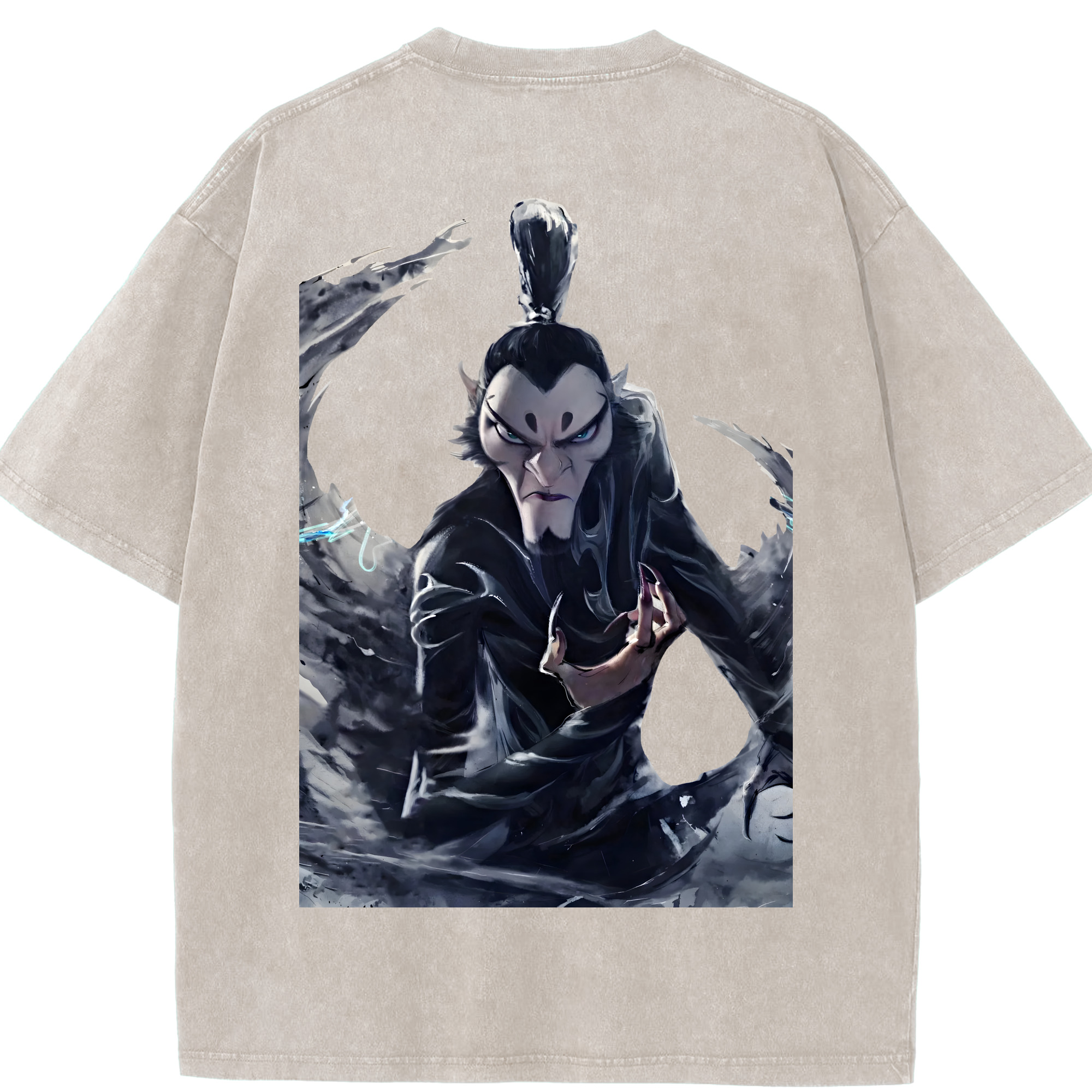 （画像用） Ne Zha 2 ナタ 魔童の大暴れ 綿100% ヴィンテージ風 半袖Tシャツ（背面プリント）