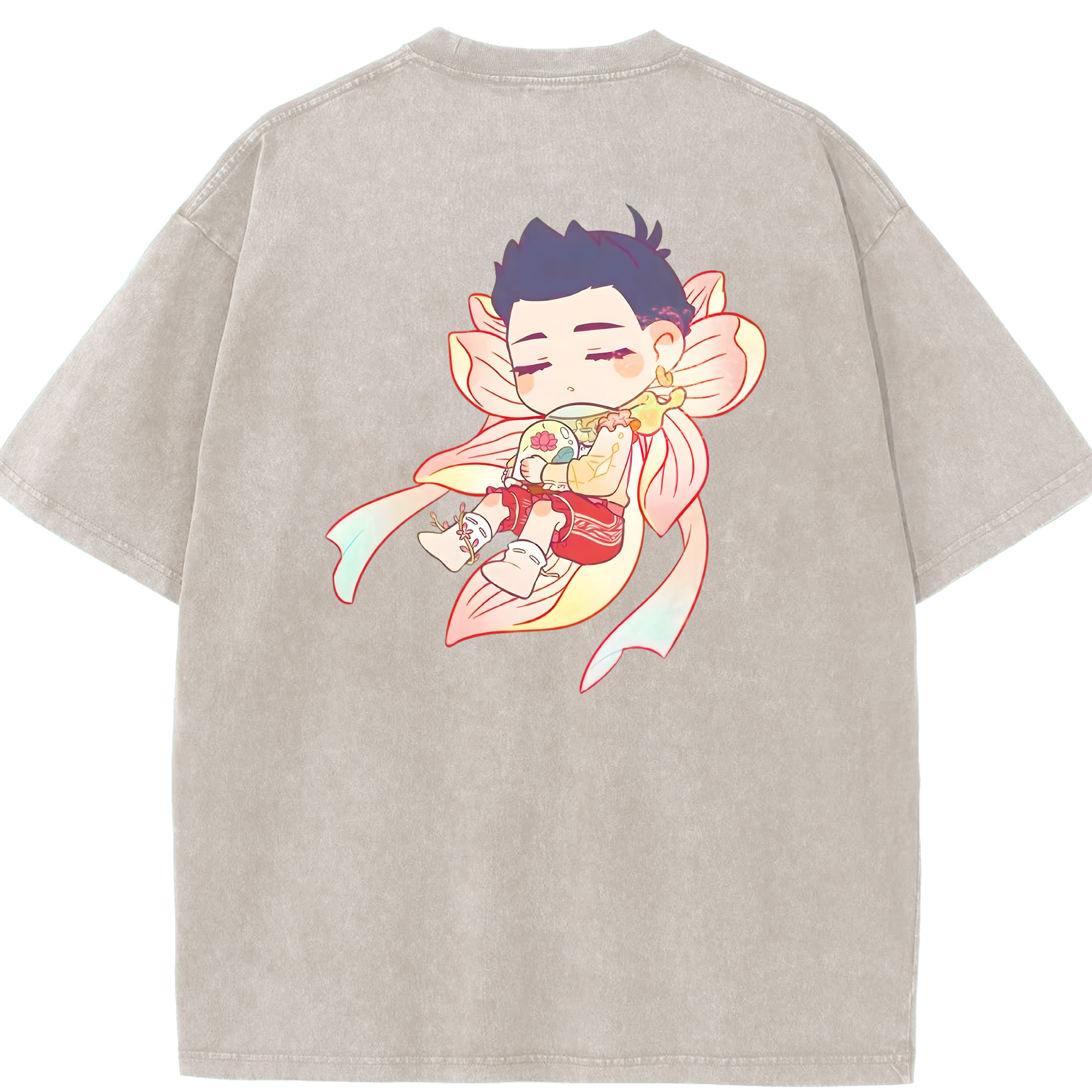 （画像用） Ne Zha 2 ナタ 魔童の大暴れ 綿100% ヴィンテージ風 半袖Tシャツ（背面プリント）