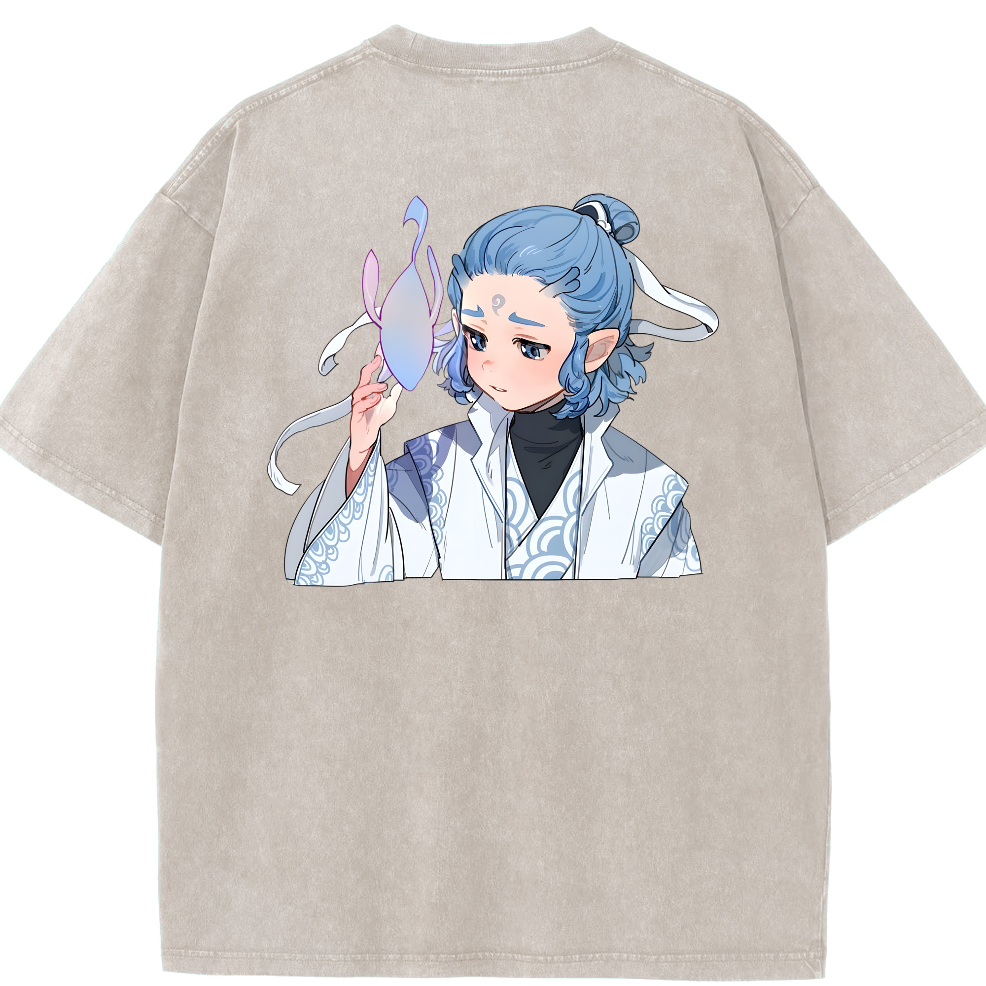 （画像用） Ne Zha 2 ナタ 魔童の大暴れ 綿100% ヴィンテージ風 半袖Tシャツ（背面プリント）