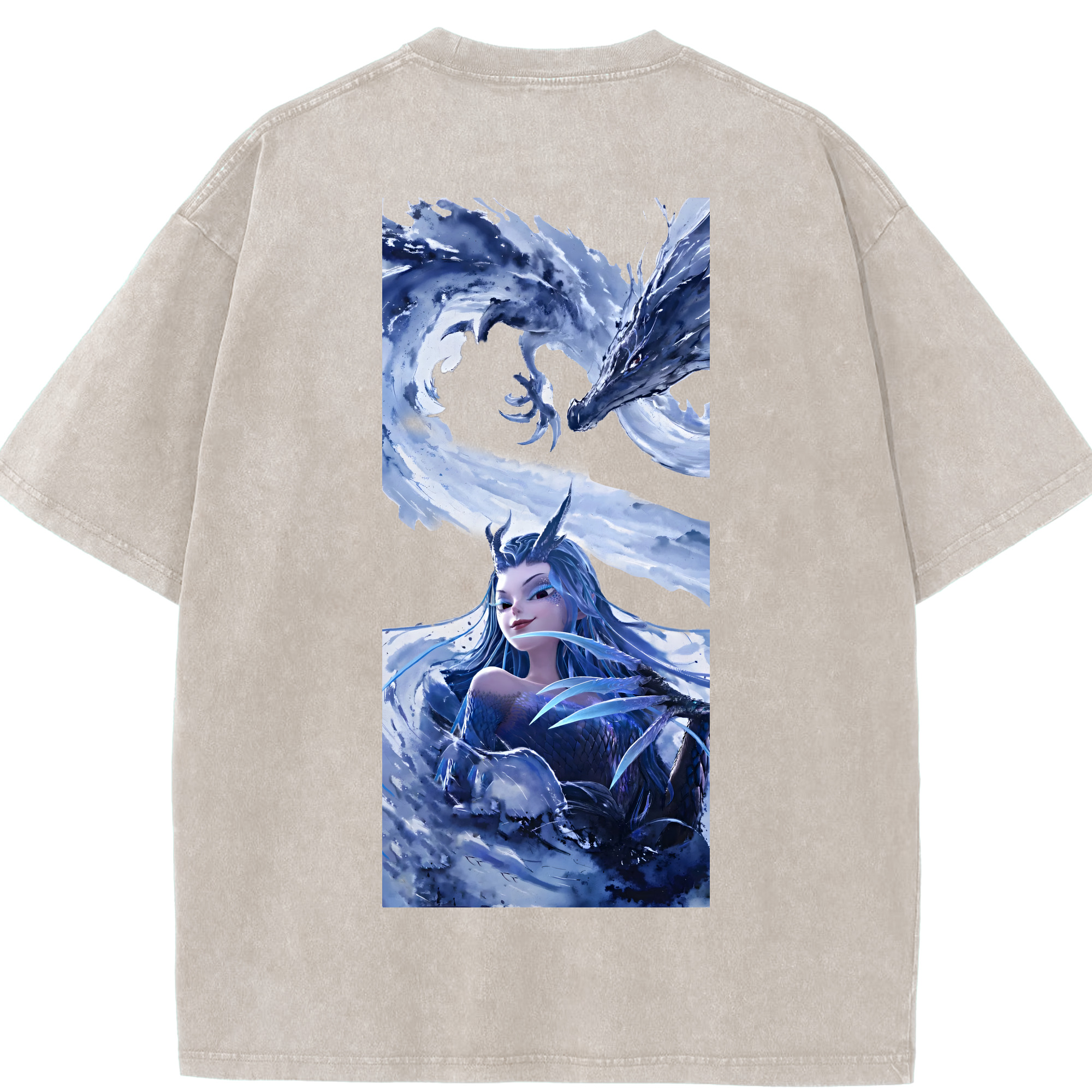 （画像用） Ne Zha 2 ナタ 魔童の大暴れ 綿100% ヴィンテージ風 半袖Tシャツ（背面プリント）