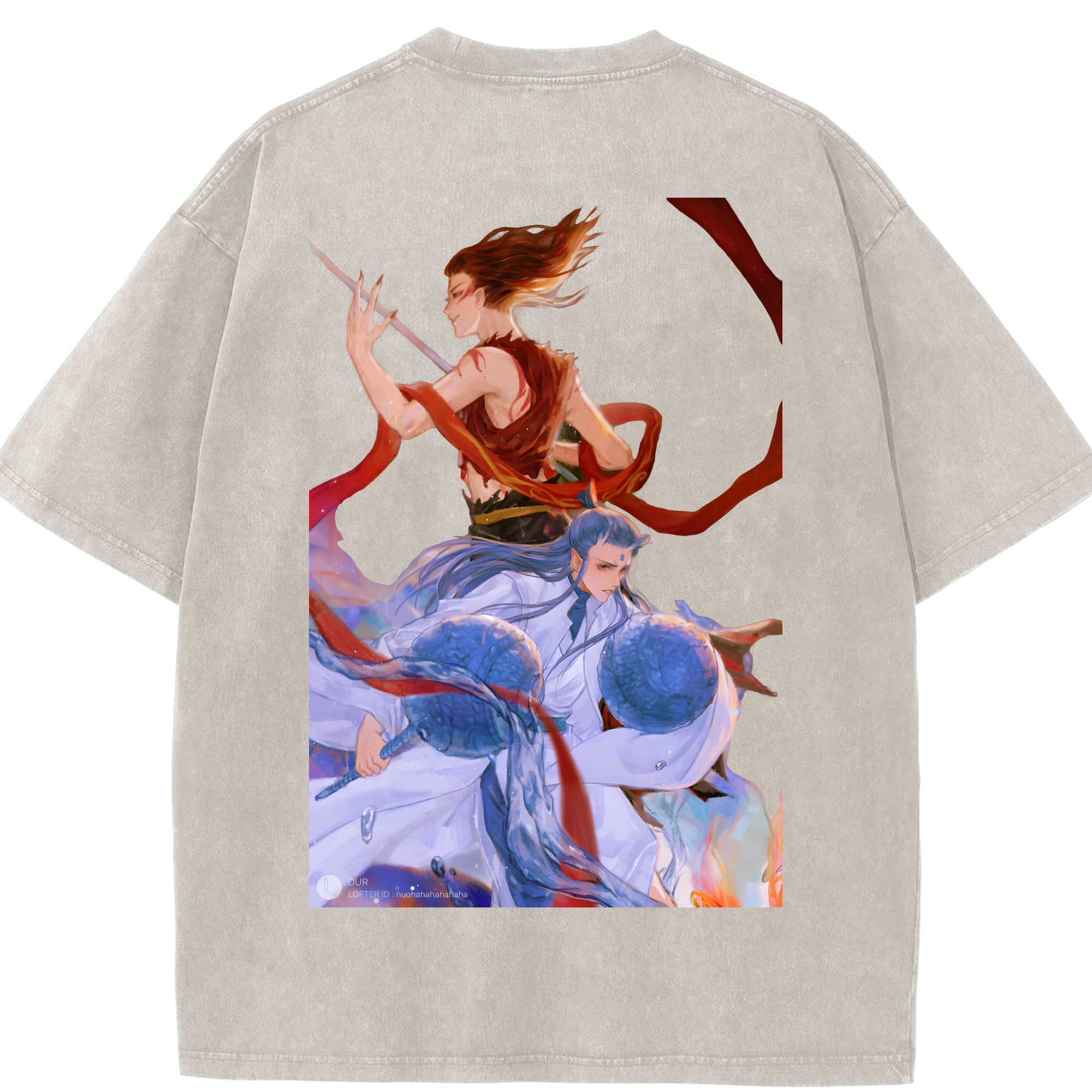 （画像用） Ne Zha 2 ナタ 魔童の大暴れ 綿100% ヴィンテージ風 半袖Tシャツ（背面プリント）