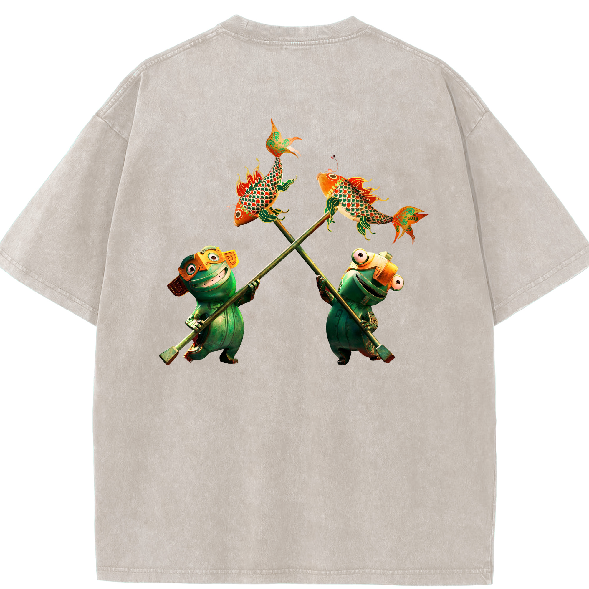 （画像用） Ne Zha 2 ナタ 魔童の大暴れ 綿100% ヴィンテージ風 半袖Tシャツ（背面プリント）