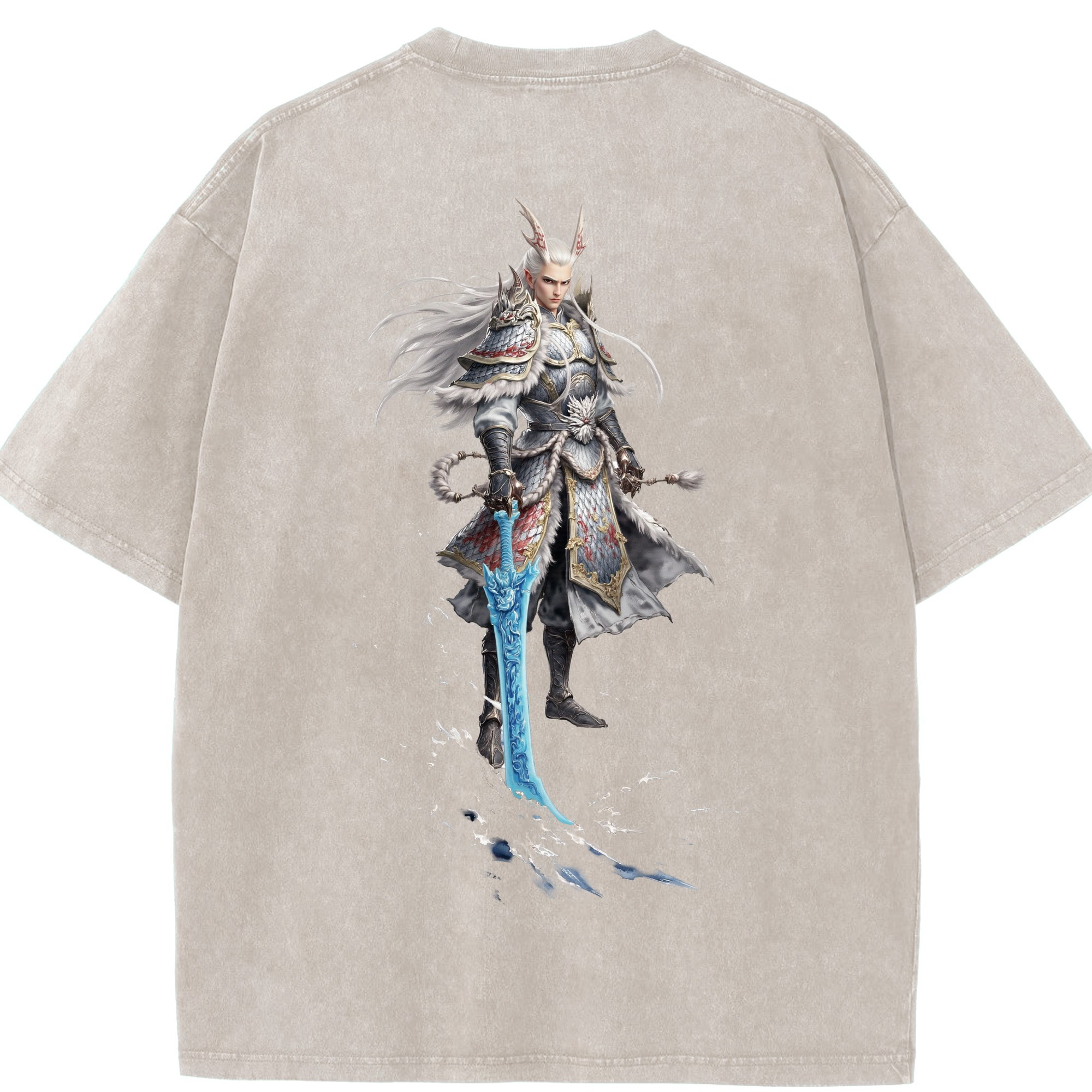 （画像用） Ne Zha 2 ナタ 魔童の大暴れ 綿100% ヴィンテージ風 半袖Tシャツ（背面プリント）