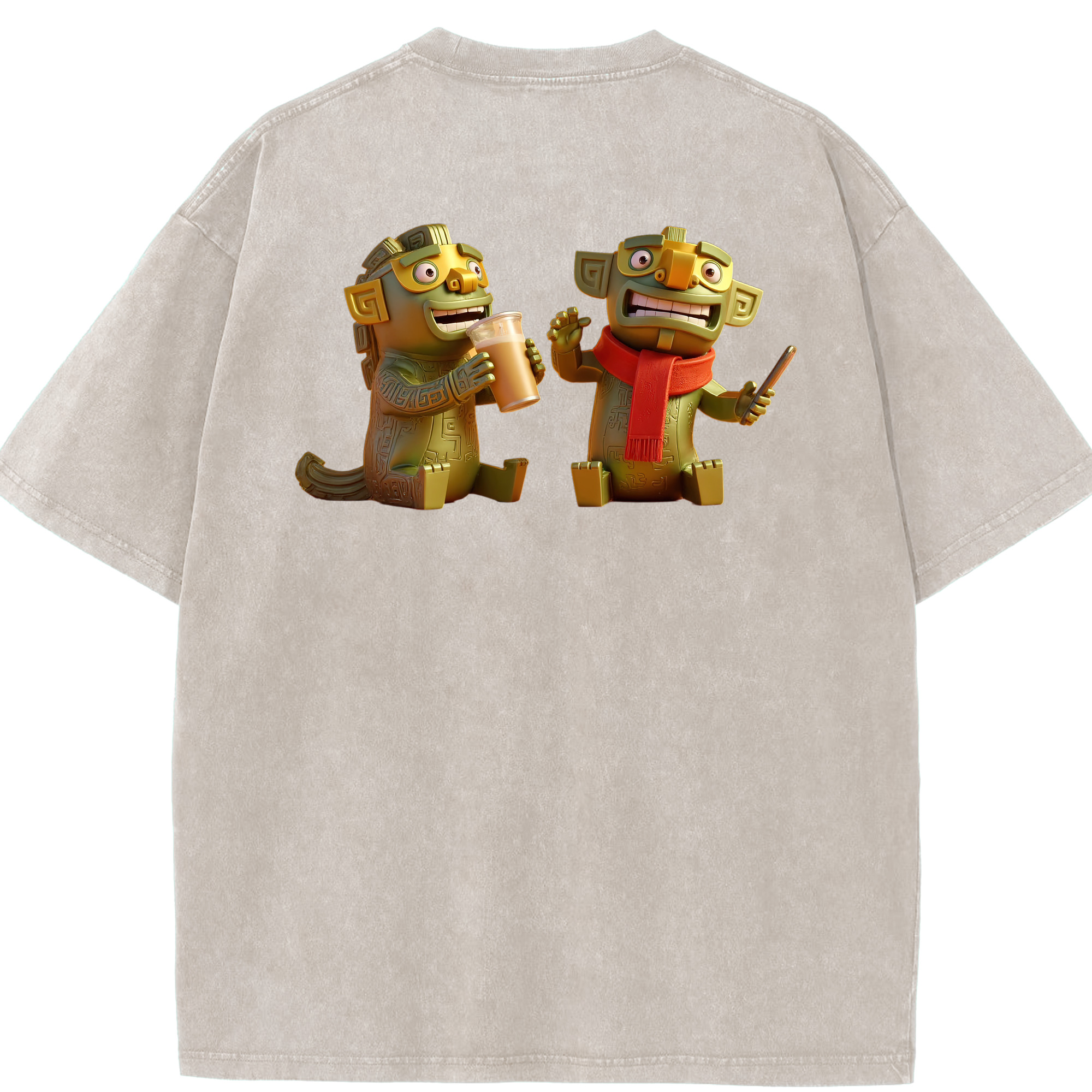 （画像用） Ne Zha 2 ナタ 魔童の大暴れ 綿100% ヴィンテージ風 半袖Tシャツ（背面プリント）