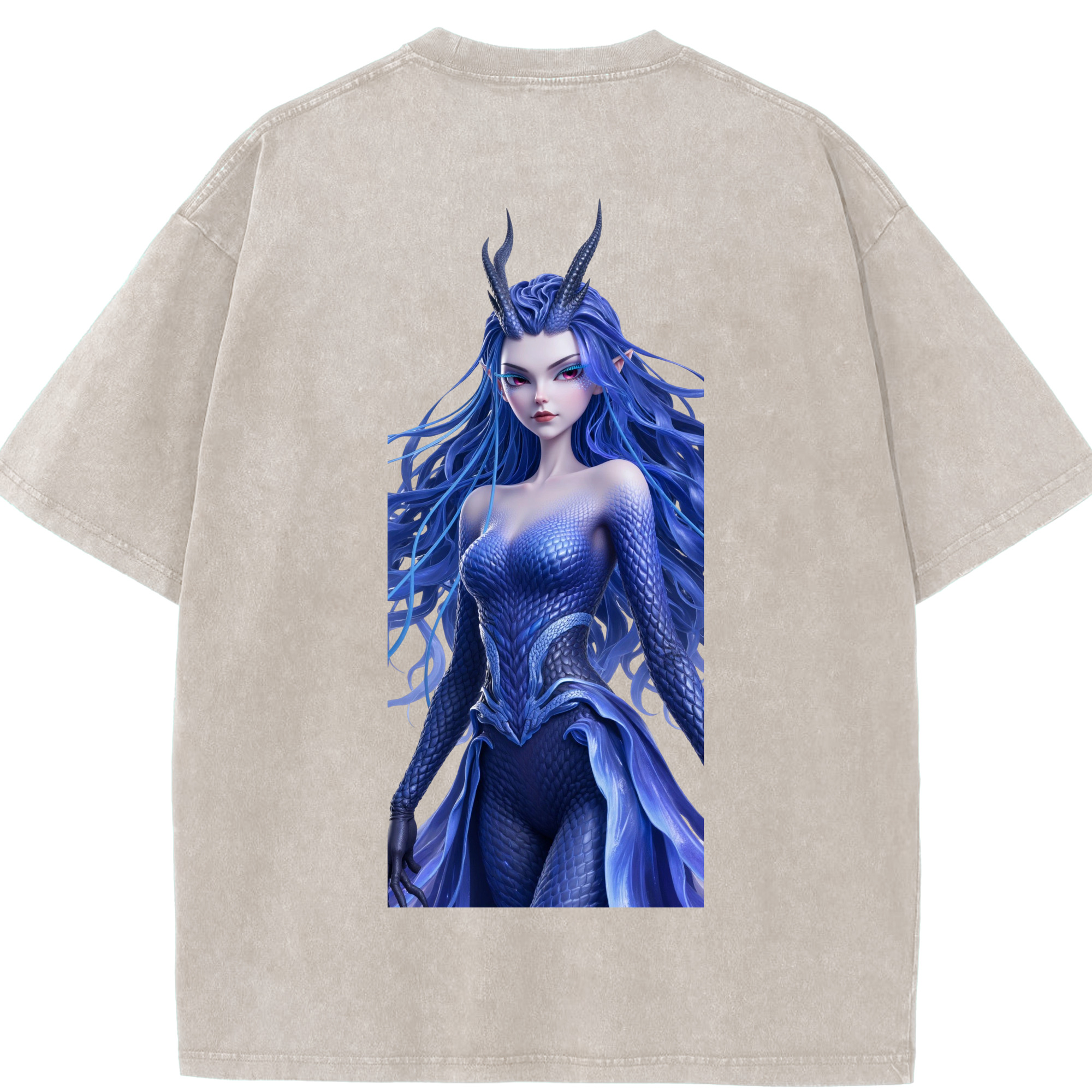 （画像用） Ne Zha 2 ナタ 魔童の大暴れ 綿100% ヴィンテージ風 半袖Tシャツ（背面プリント）