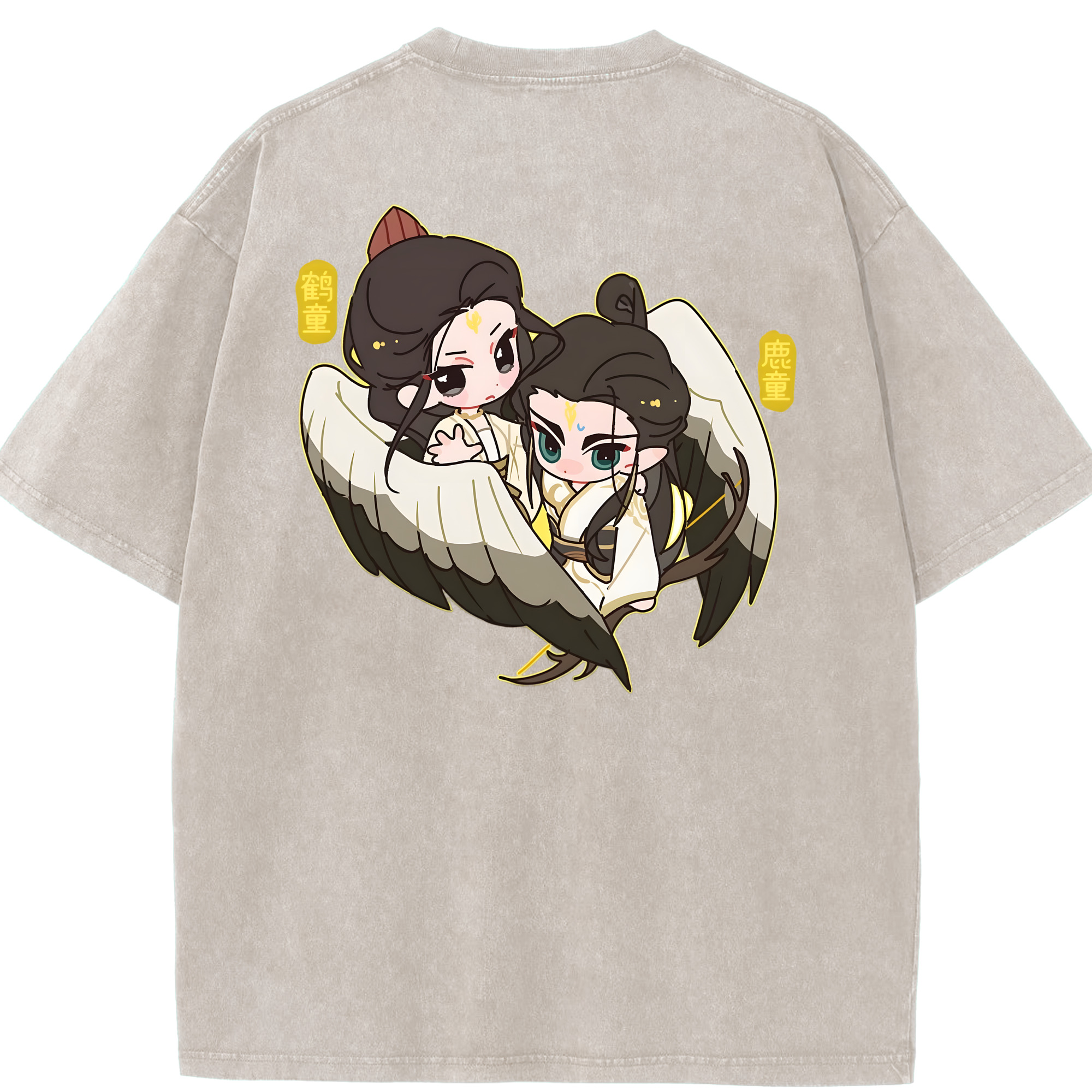 （画像用） Ne Zha 2 ナタ 魔童の大暴れ 綿100% ヴィンテージ風 半袖Tシャツ（背面プリント）