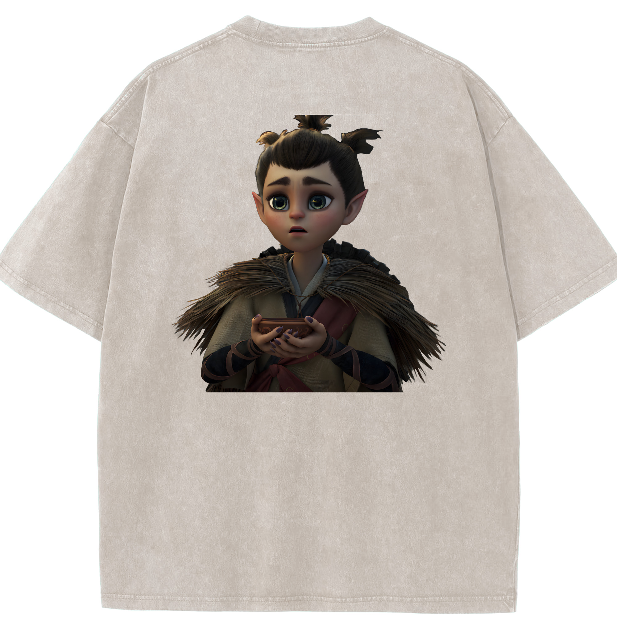 （画像用） Ne Zha 2 ナタ 魔童の大暴れ 綿100% ヴィンテージ風 半袖Tシャツ（背面プリント）