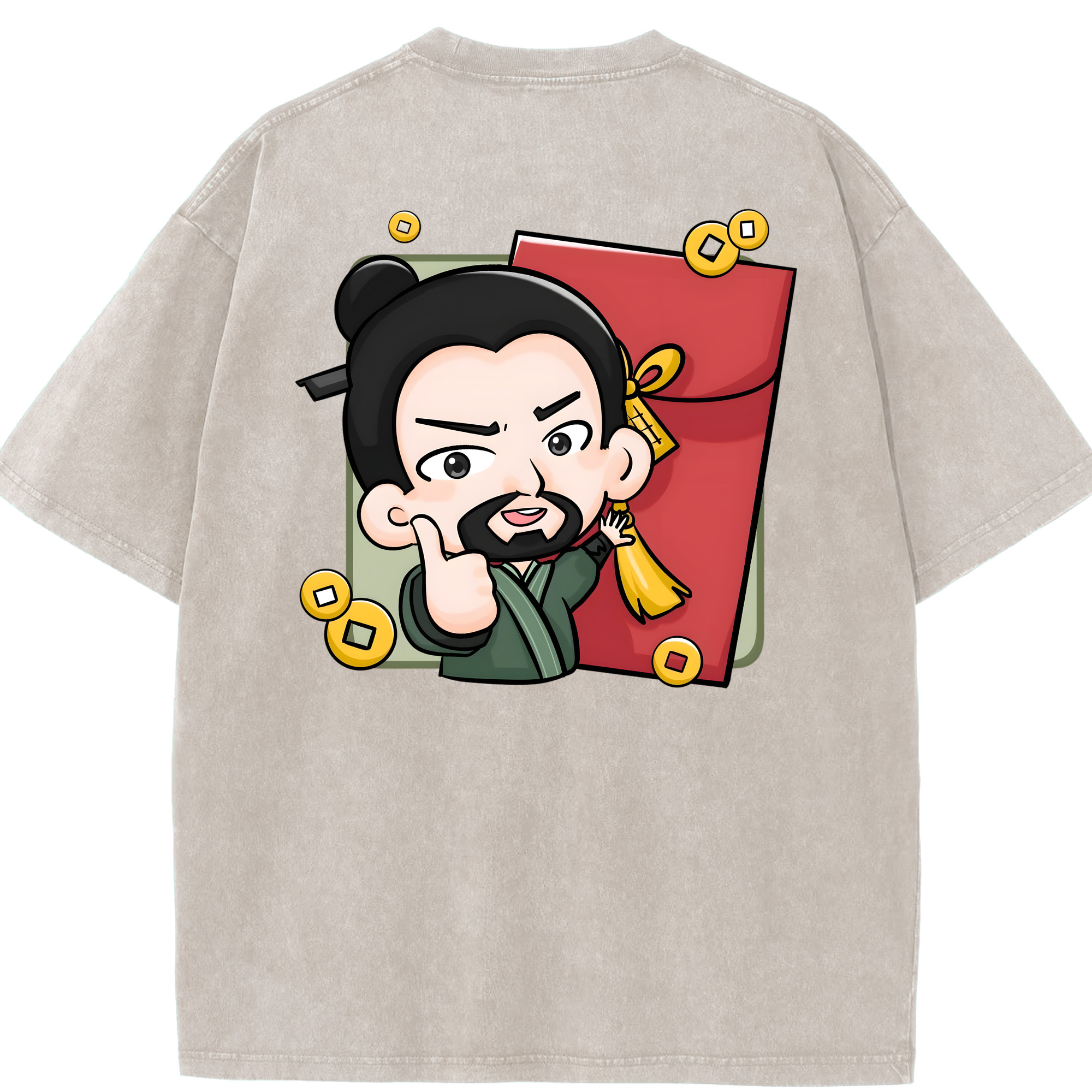 （画像用） Ne Zha 2 ナタ 魔童の大暴れ 綿100% ヴィンテージ風 半袖Tシャツ（背面プリント）