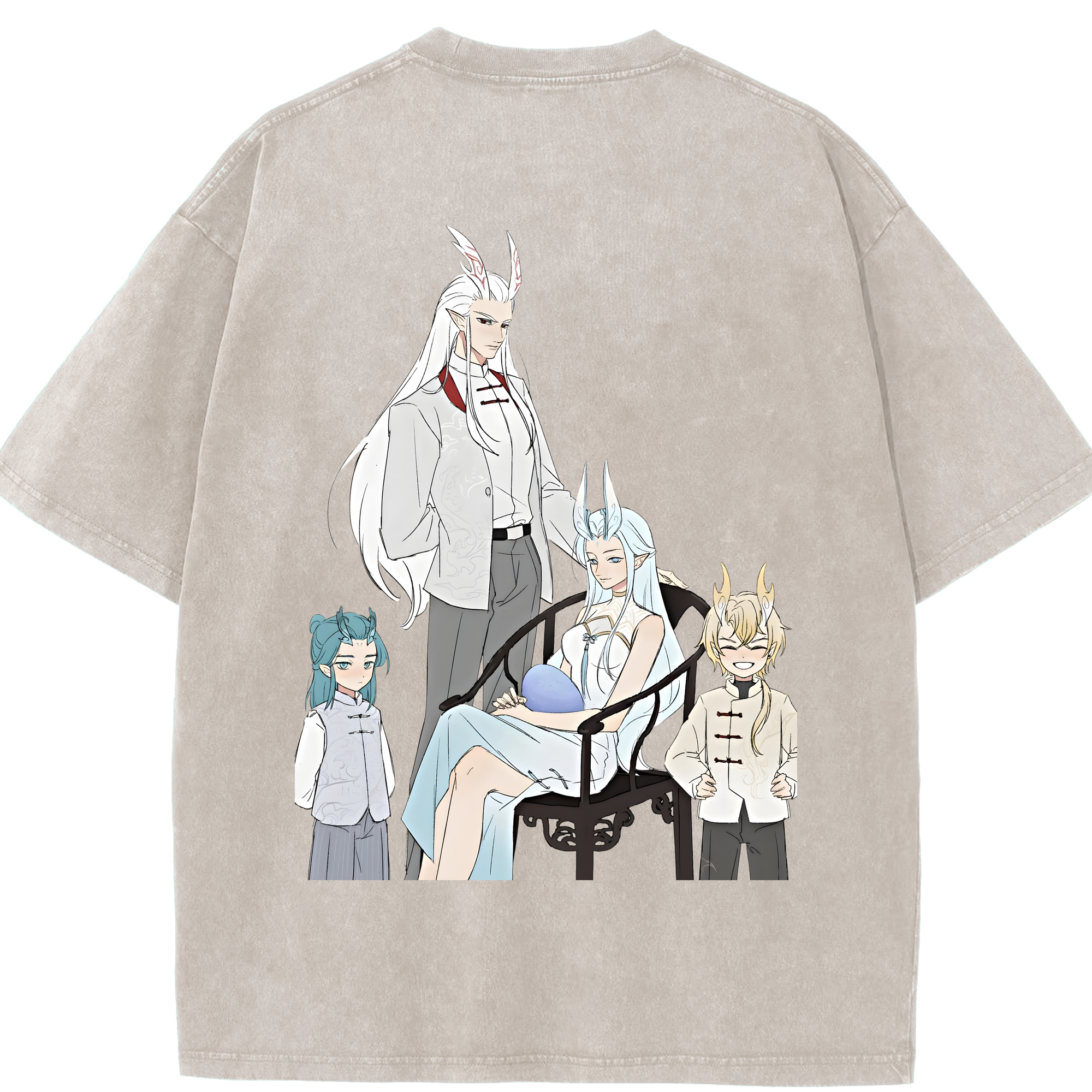（画像用） Ne Zha 2 ナタ 魔童の大暴れ 綿100% ヴィンテージ風 半袖Tシャツ（背面プリント）
