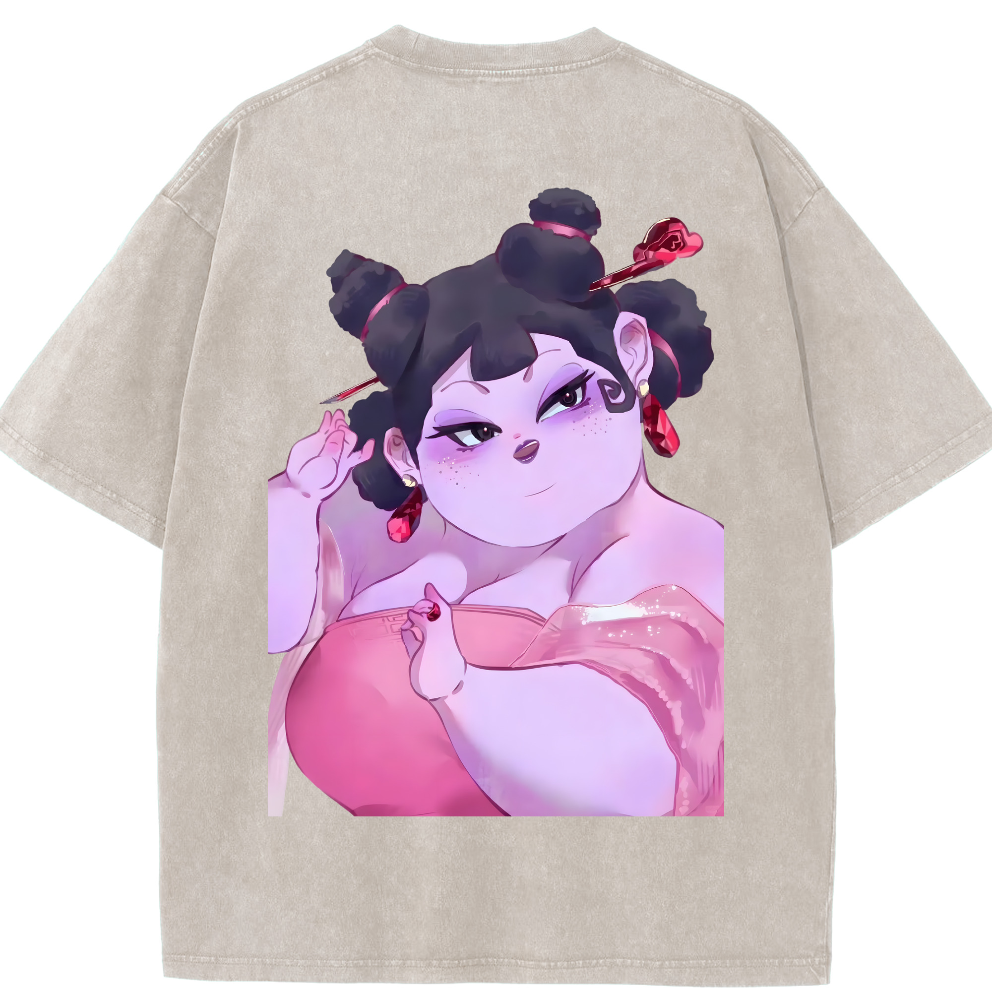 （画像用） Ne Zha 2 ナタ 魔童の大暴れ 綿100% ヴィンテージ風 半袖Tシャツ（背面プリント）