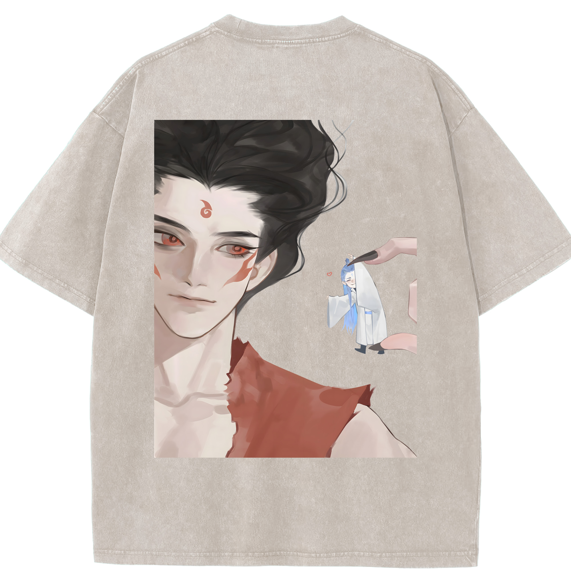 （画像用） Ne Zha 2 ナタ 魔童の大暴れ 綿100% ヴィンテージ風 半袖Tシャツ（背面プリント）