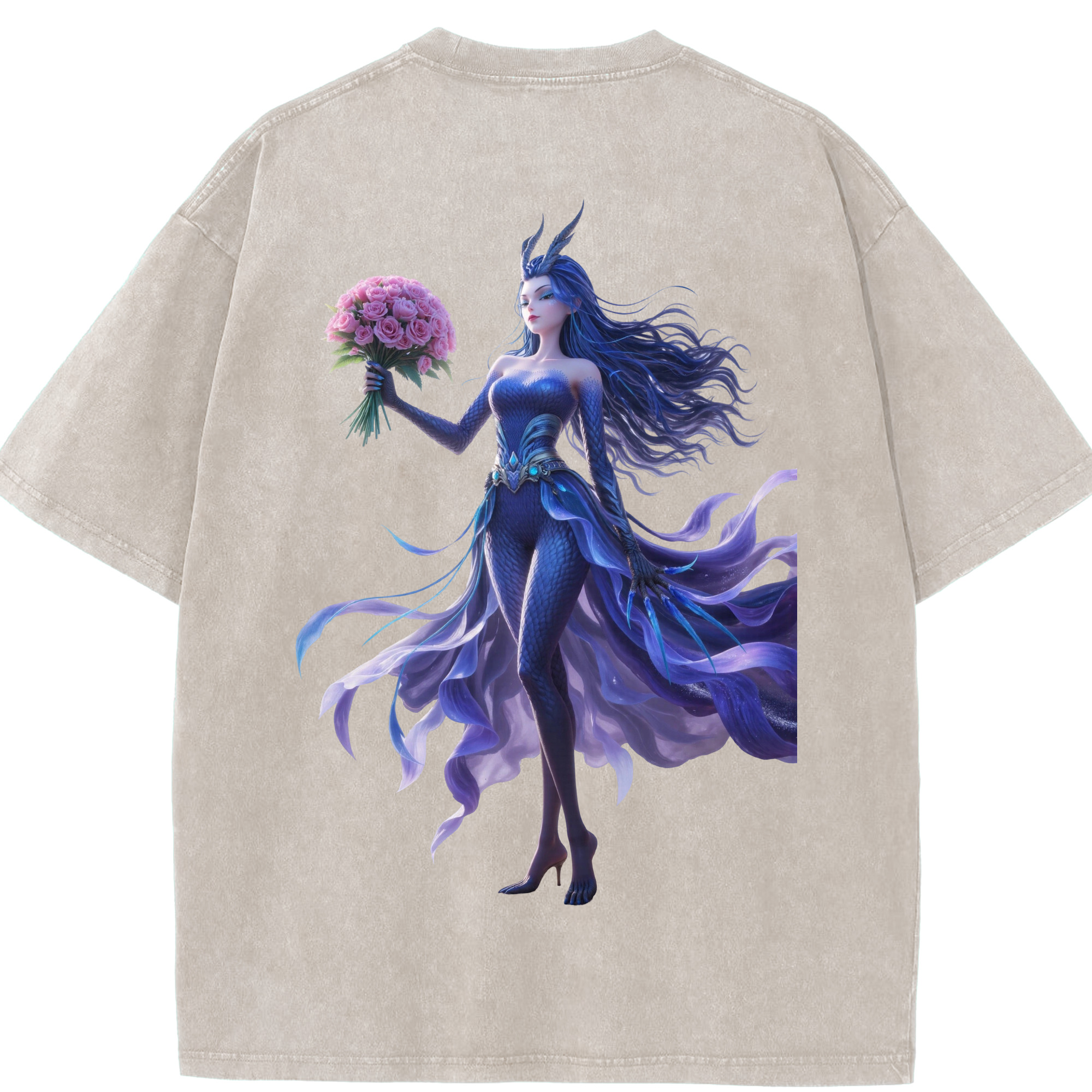 （画像用） Ne Zha 2 ナタ 魔童の大暴れ 綿100% ヴィンテージ風 半袖Tシャツ（背面プリント）