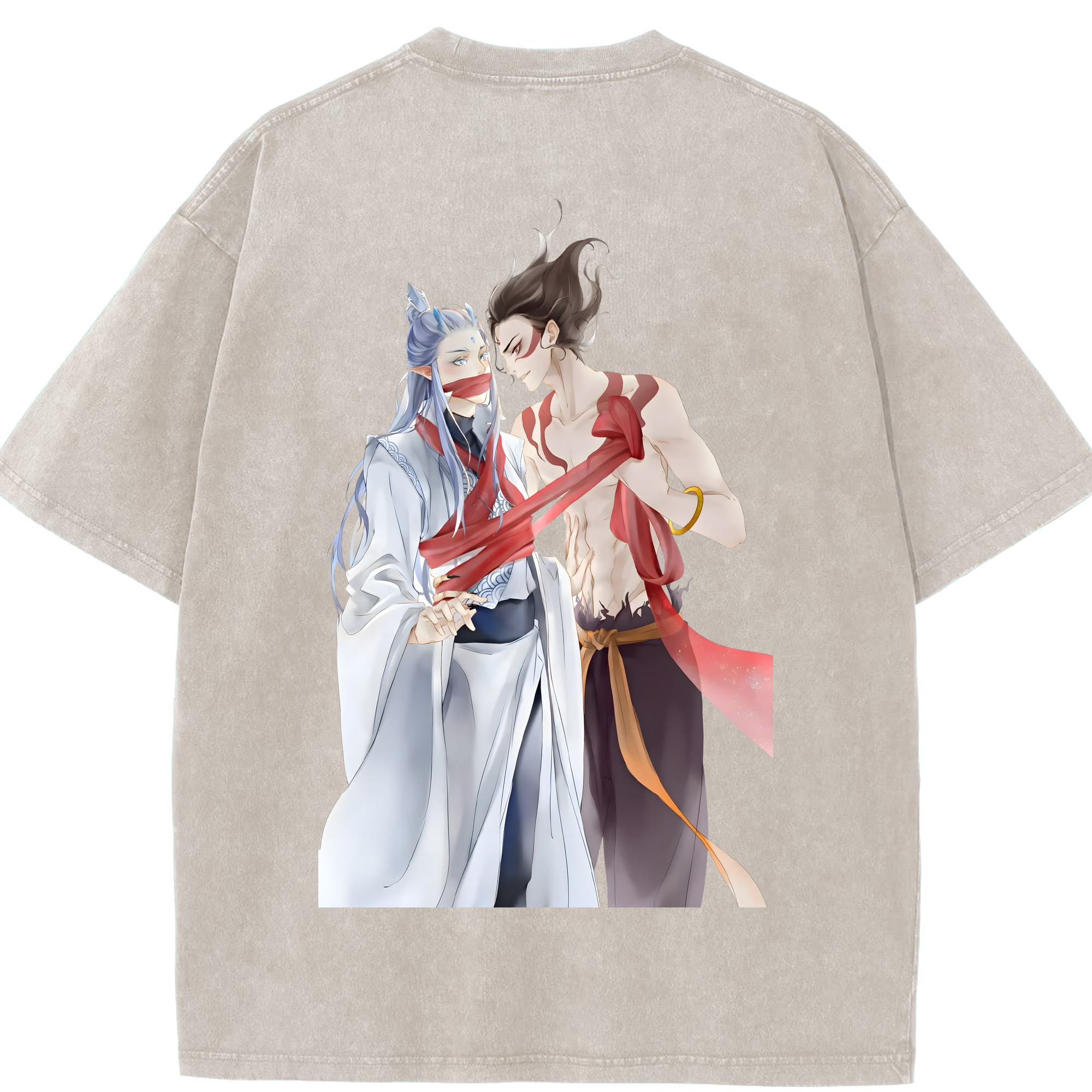 （画像用） Ne Zha 2 ナタ 魔童の大暴れ 綿100% ヴィンテージ風 半袖Tシャツ（背面プリント）