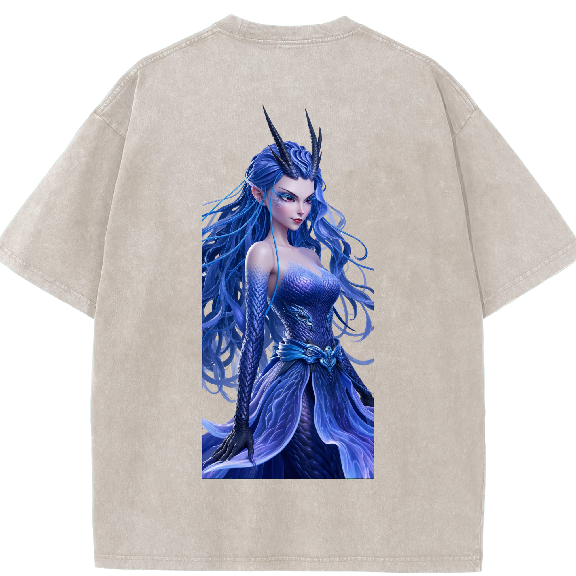 （画像用） Ne Zha 2 ナタ 魔童の大暴れ 綿100% ヴィンテージ風 半袖Tシャツ（背面プリント）
