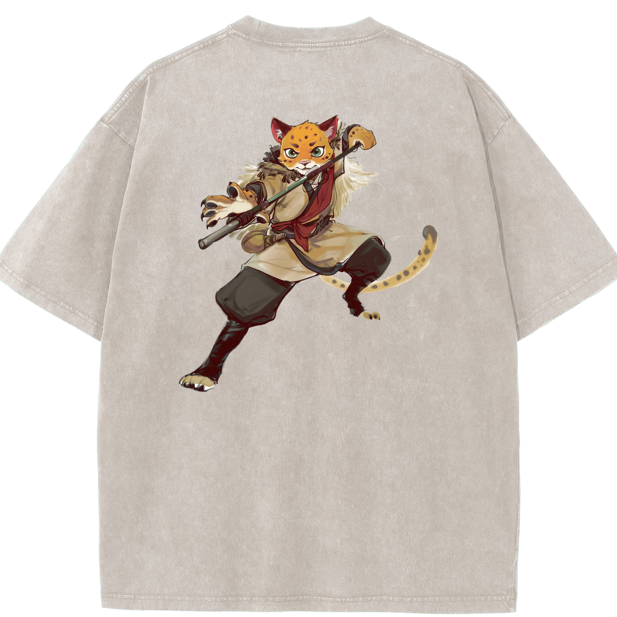 （画像用） Ne Zha 2 ナタ 魔童の大暴れ 綿100% ヴィンテージ風 半袖Tシャツ（背面プリント）