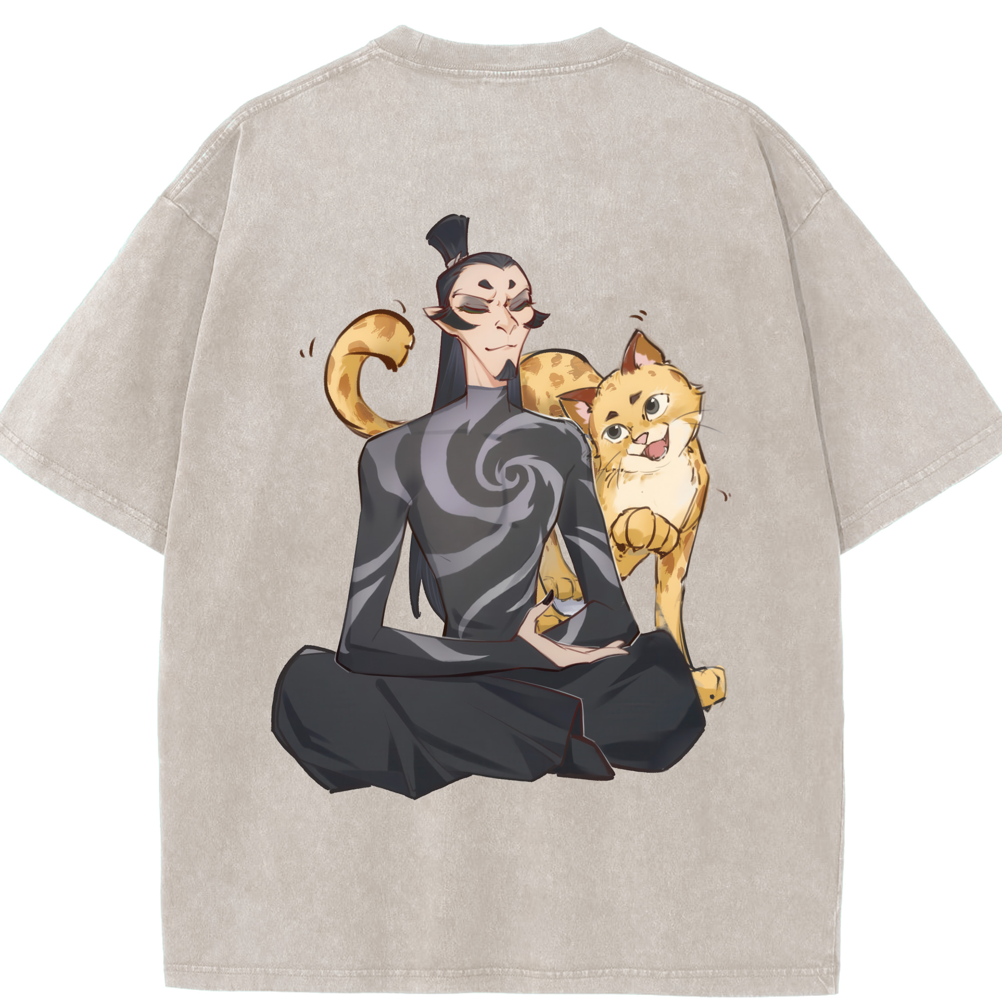 （画像用） Ne Zha 2 ナタ 魔童の大暴れ 綿100% ヴィンテージ風 半袖Tシャツ（背面プリント）