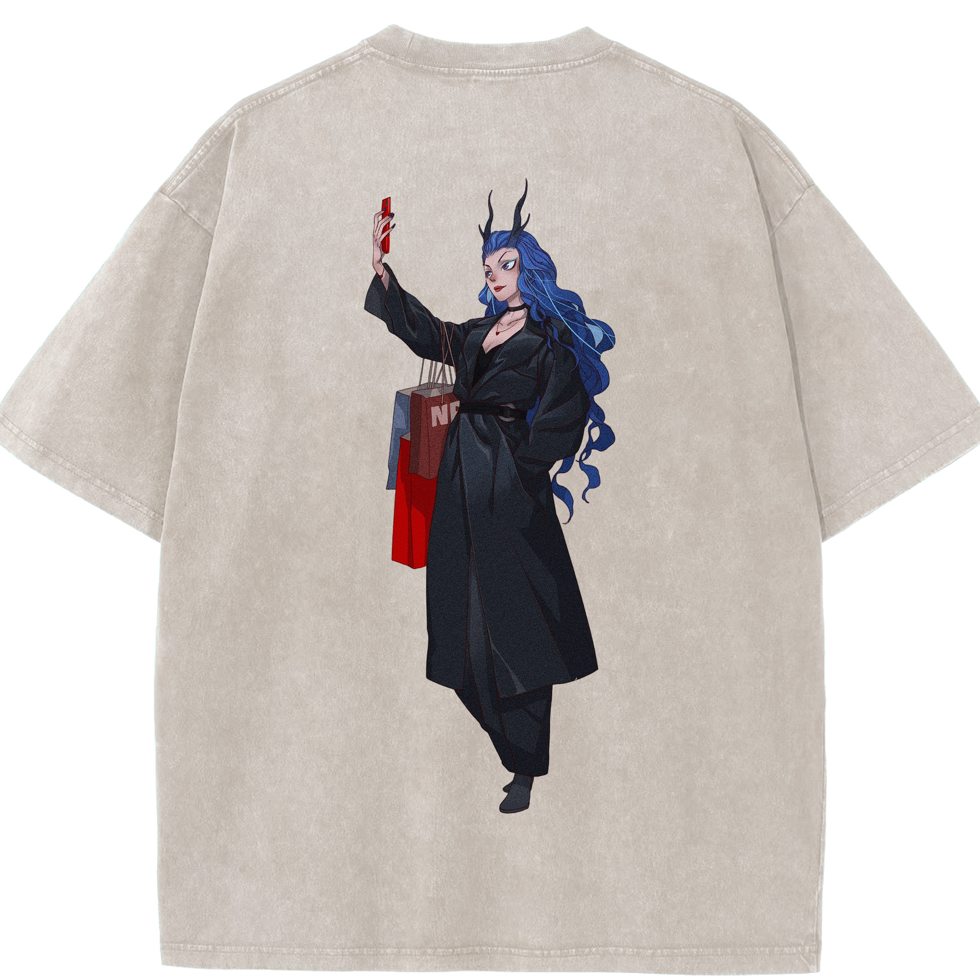 （画像用） Ne Zha 2 ナタ 魔童の大暴れ 綿100% ヴィンテージ風 半袖Tシャツ（背面プリント）