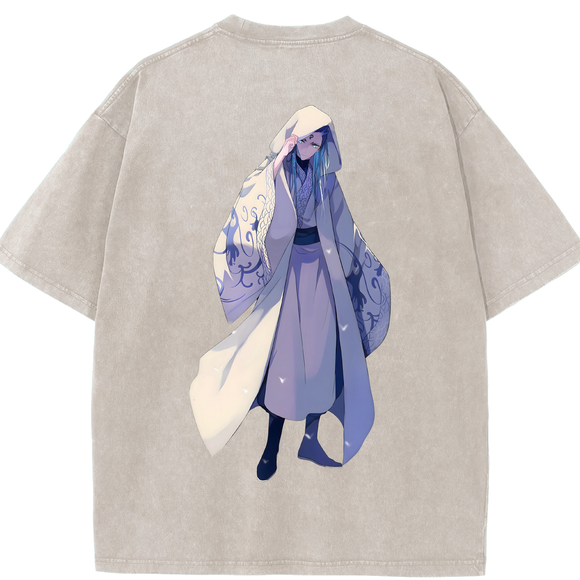 （画像用） Ne Zha 2 ナタ 魔童の大暴れ 綿100% ヴィンテージ風 半袖Tシャツ（背面プリント）