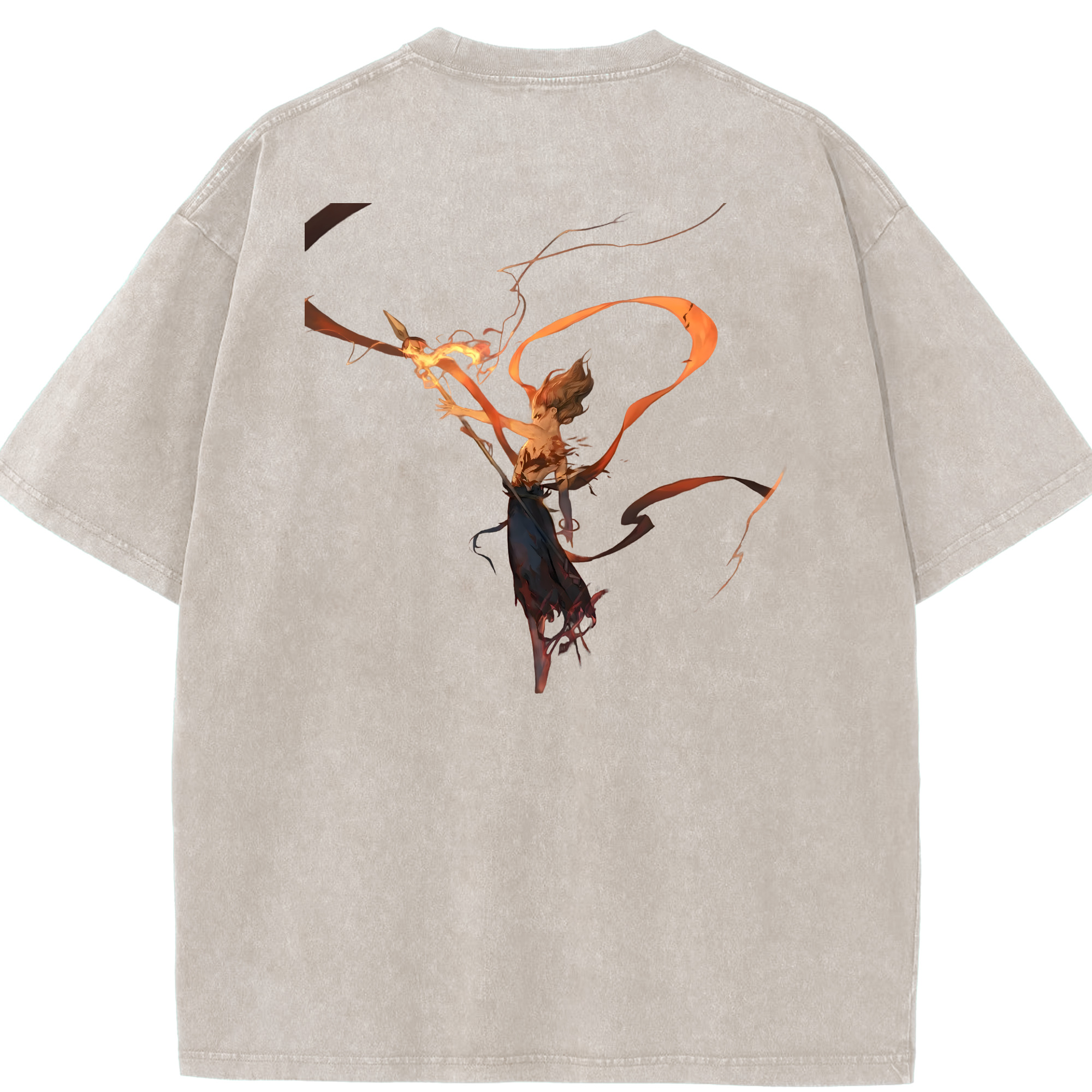 （画像用） Ne Zha 2 ナタ 魔童の大暴れ 綿100% ヴィンテージ風 半袖Tシャツ（背面プリント）