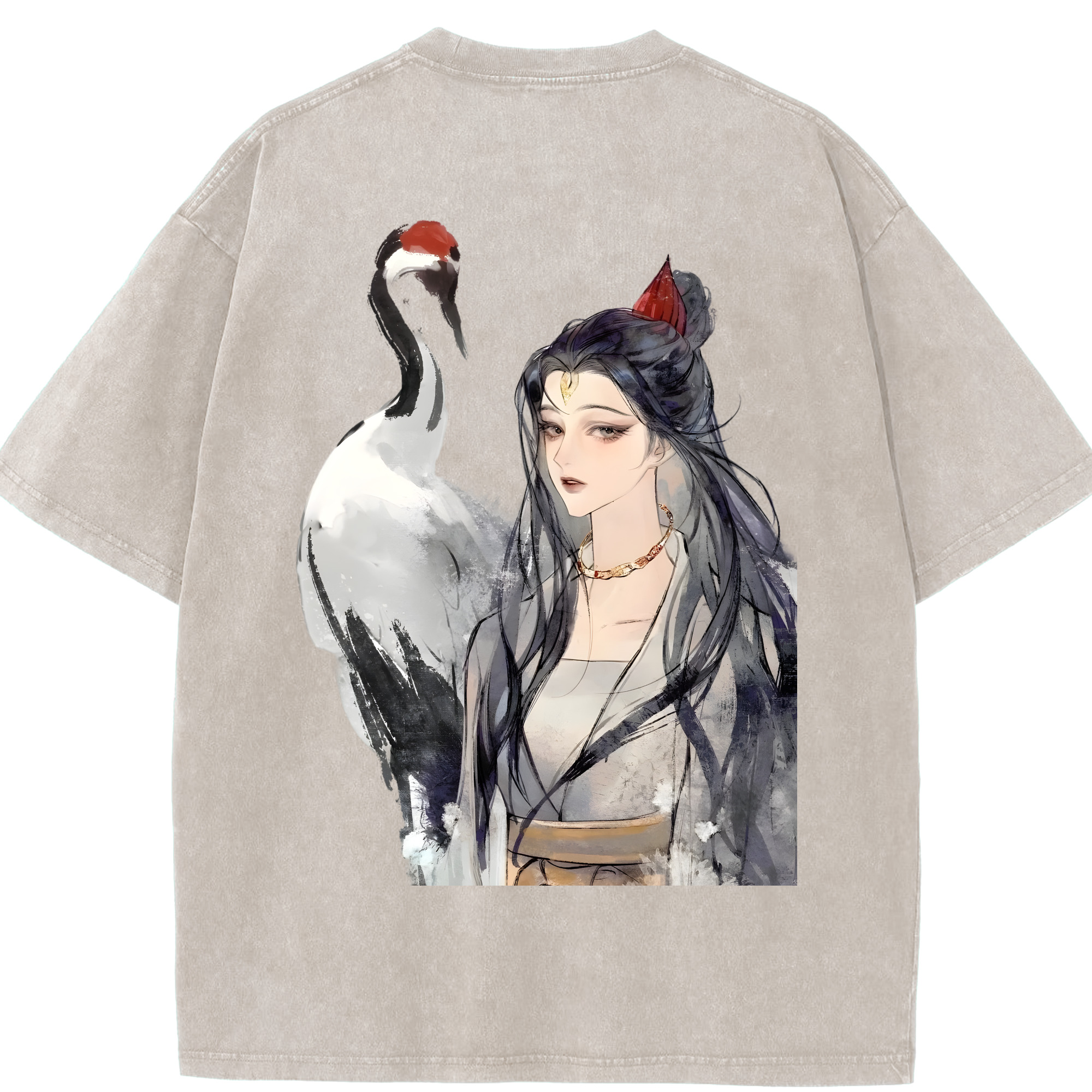 （画像用） Ne Zha 2 ナタ 魔童の大暴れ 綿100% ヴィンテージ風 半袖Tシャツ（背面プリント）