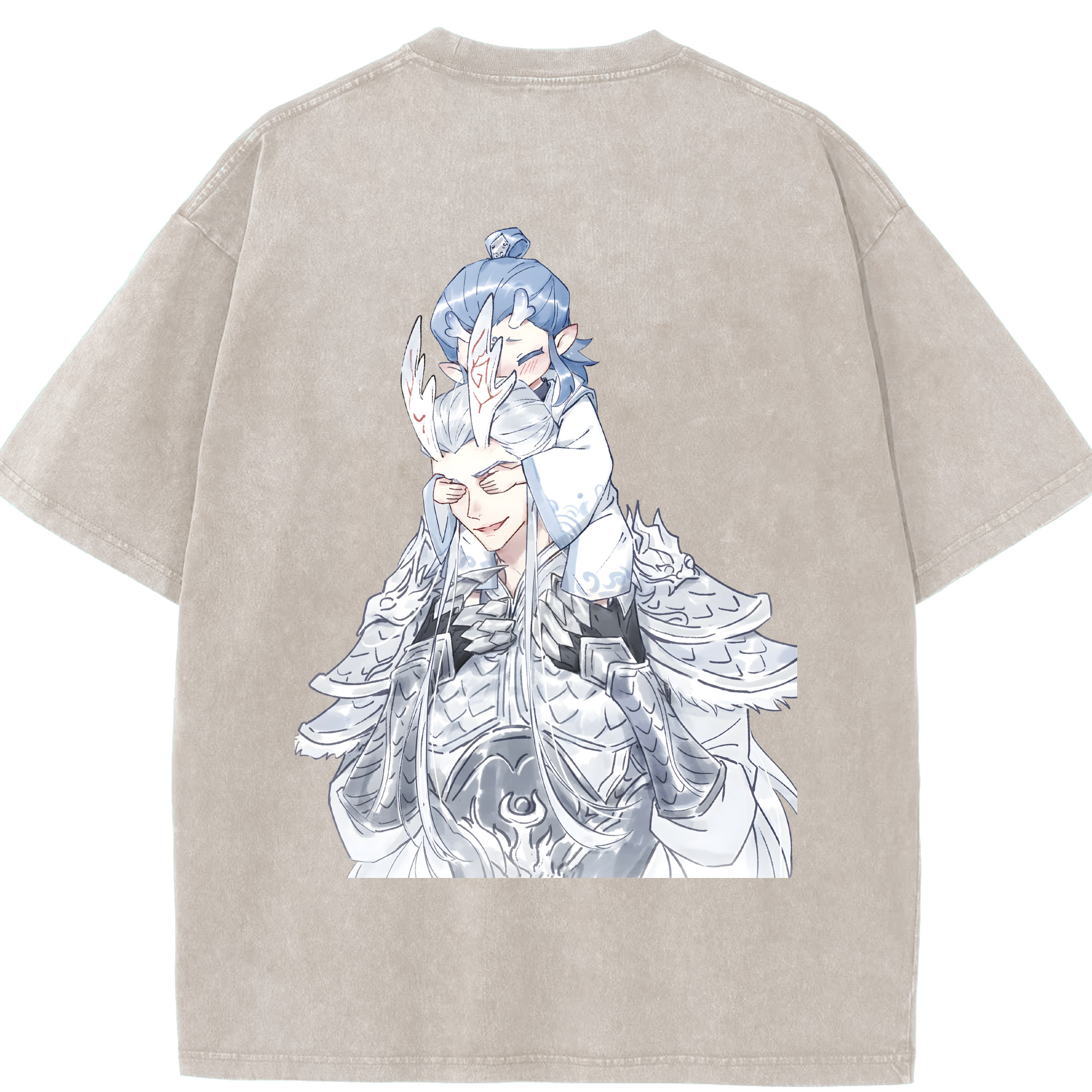 （画像用） Ne Zha 2 ナタ 魔童の大暴れ 綿100% ヴィンテージ風 半袖Tシャツ（背面プリント）