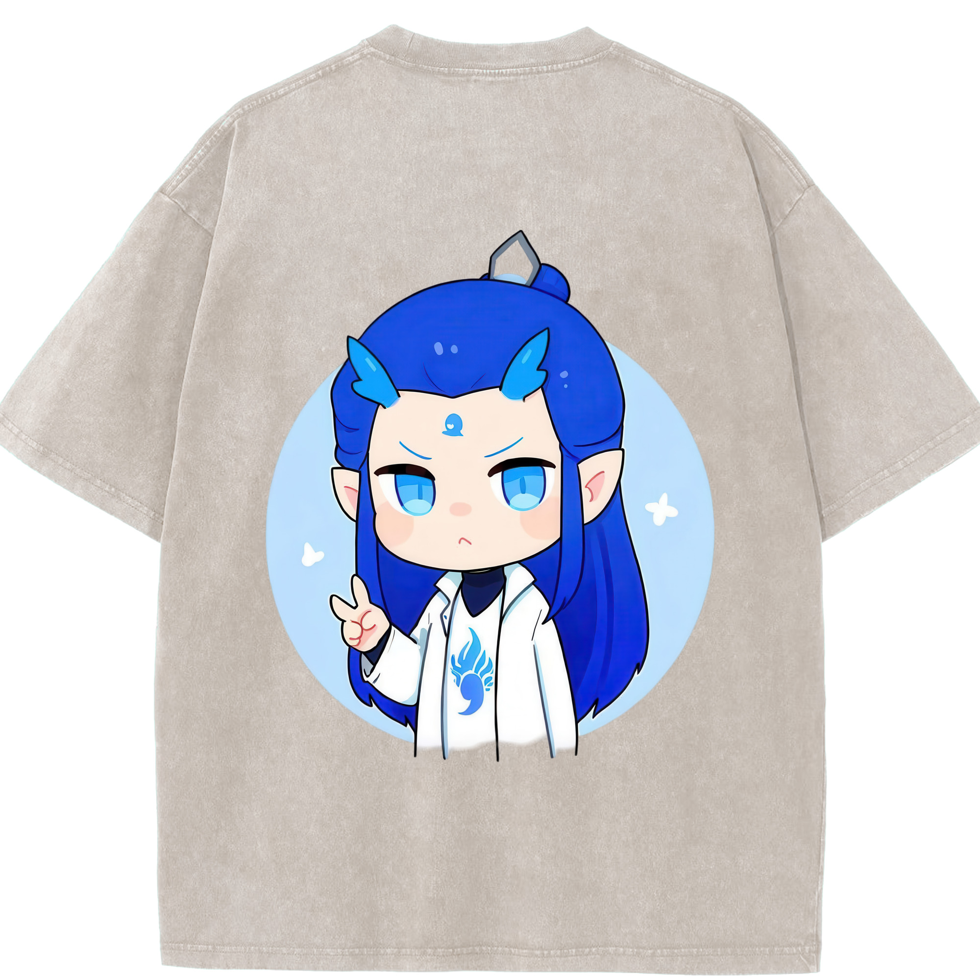 （画像用） Ne Zha 2 ナタ 魔童の大暴れ 綿100% ヴィンテージ風 半袖Tシャツ（背面プリント）