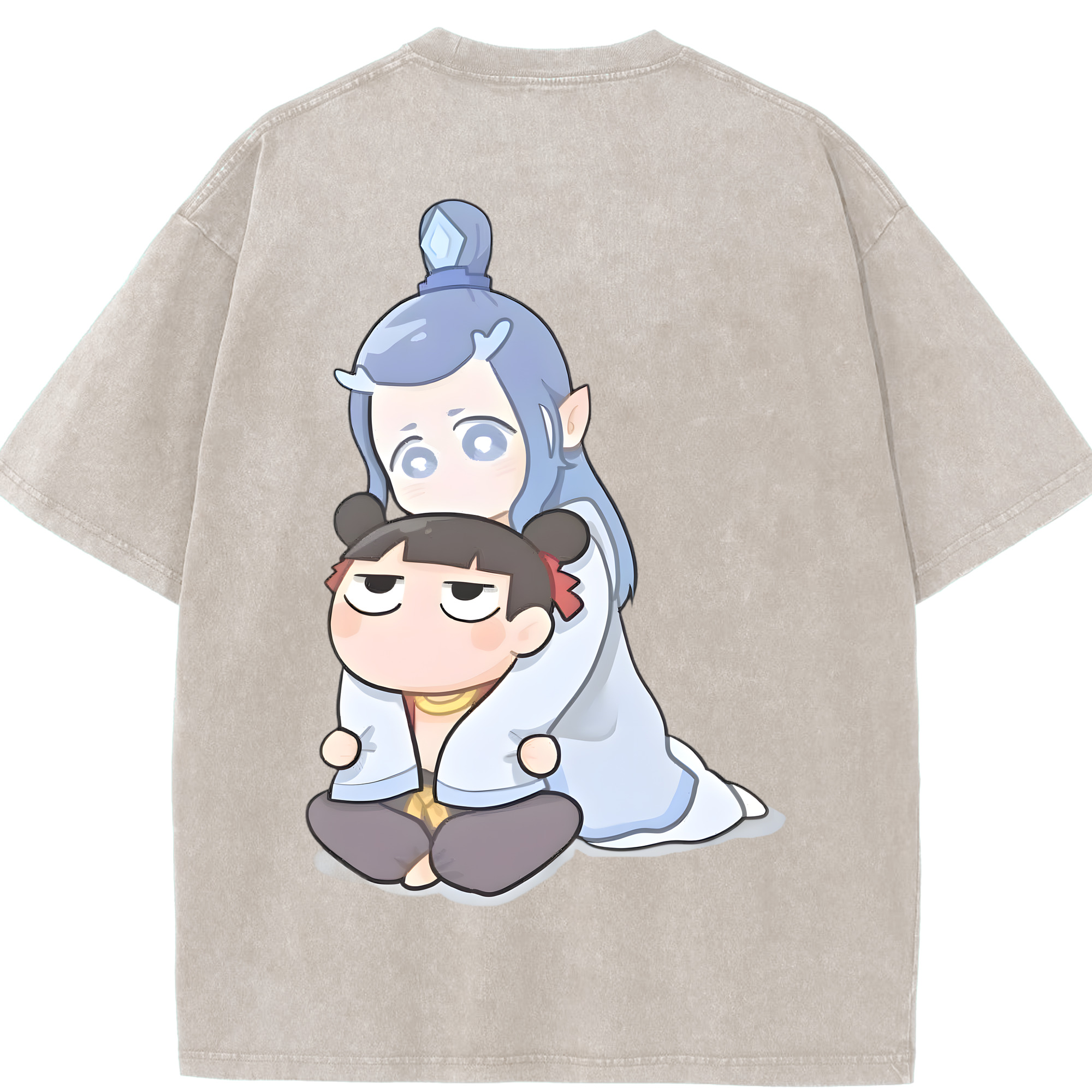 （画像用） Ne Zha 2 ナタ 魔童の大暴れ 綿100% ヴィンテージ風 半袖Tシャツ（背面プリント）