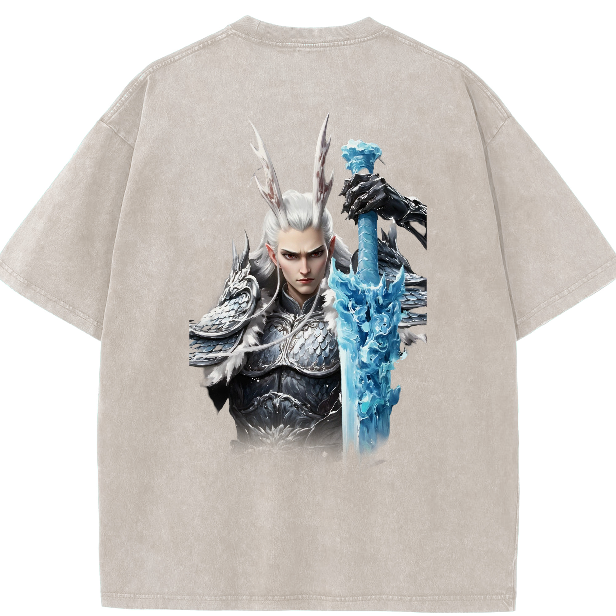 （画像用） Ne Zha 2 ナタ 魔童の大暴れ 綿100% ヴィンテージ風 半袖Tシャツ（背面プリント）