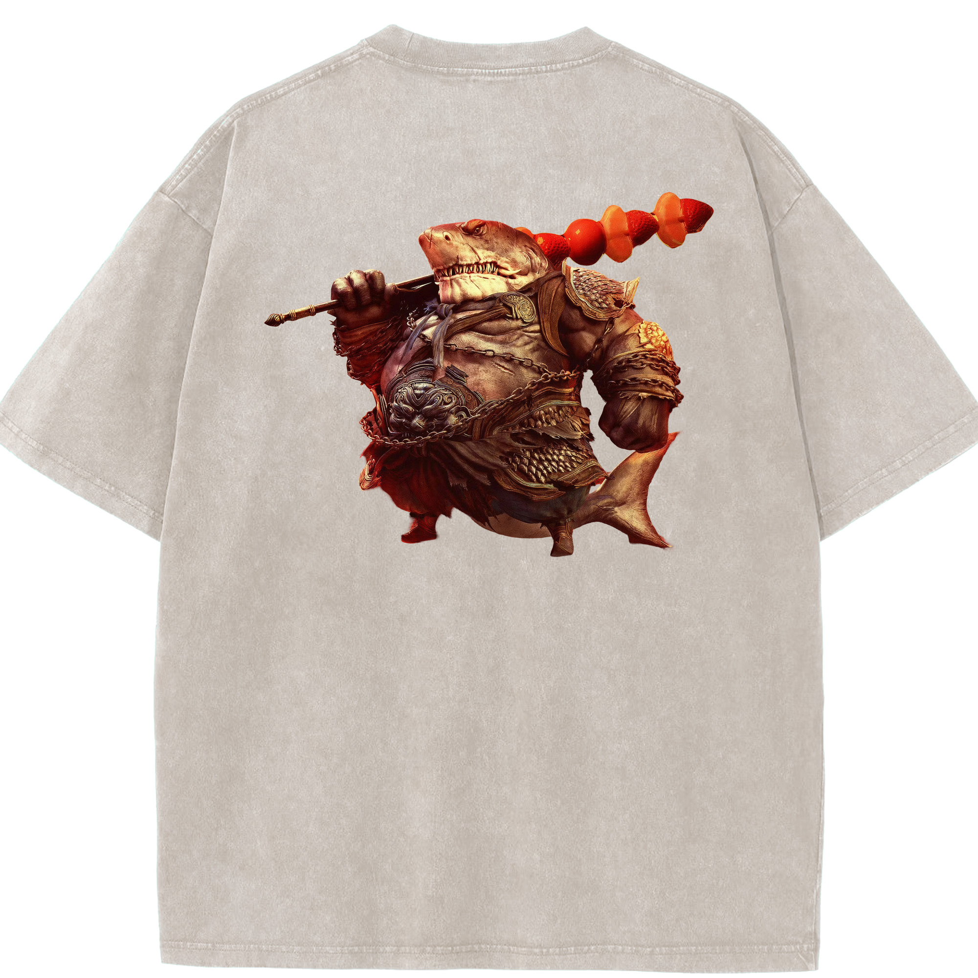 （画像用） Ne Zha 2 ナタ 魔童の大暴れ 綿100% ヴィンテージ風 半袖Tシャツ（背面プリント）