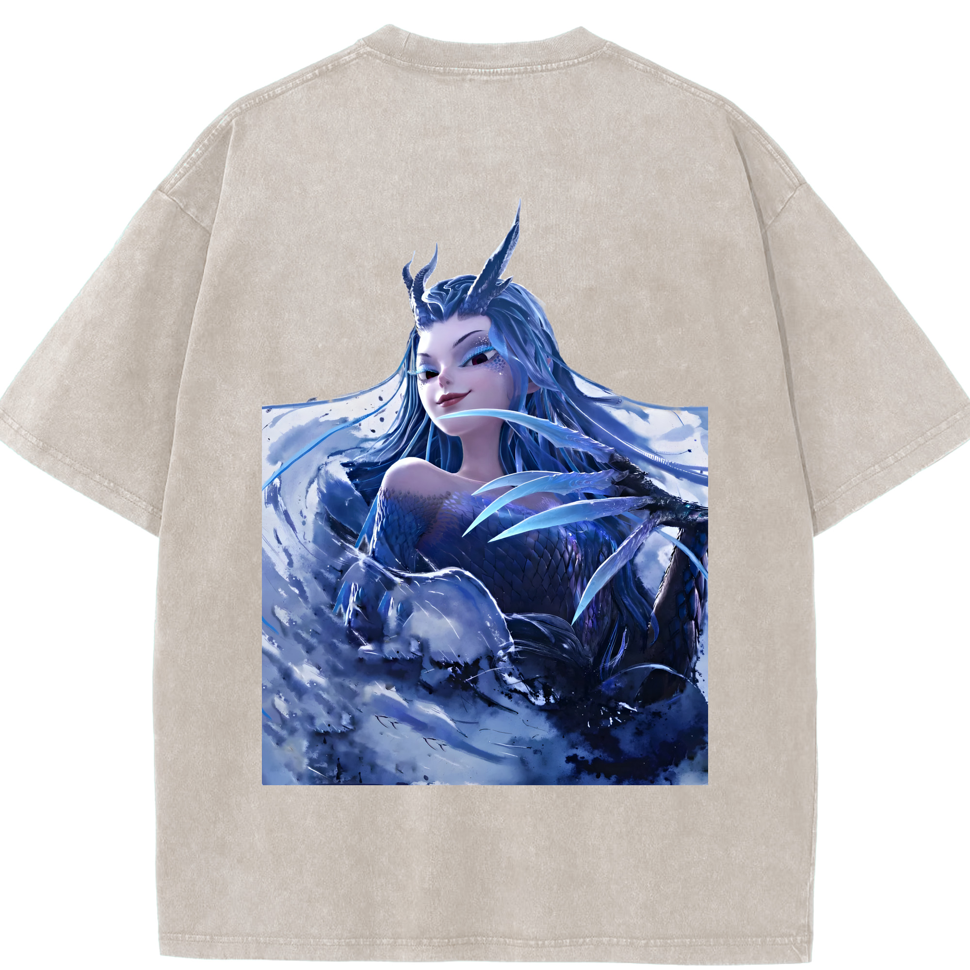 （画像用） Ne Zha 2 ナタ 魔童の大暴れ 綿100% ヴィンテージ風 半袖Tシャツ（背面プリント）