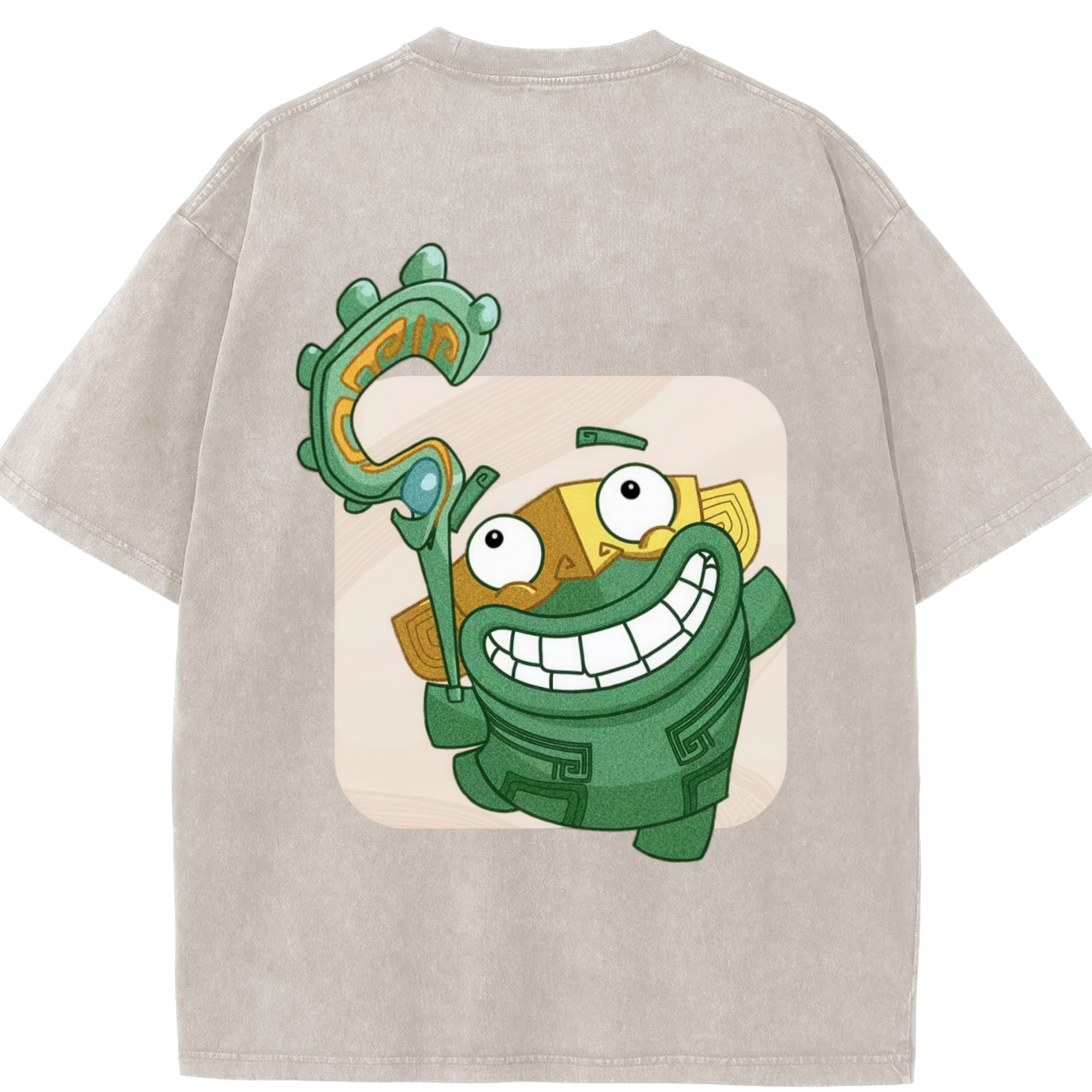 （画像用） Ne Zha 2 ナタ 魔童の大暴れ 綿100% ヴィンテージ風 半袖Tシャツ（背面プリント）