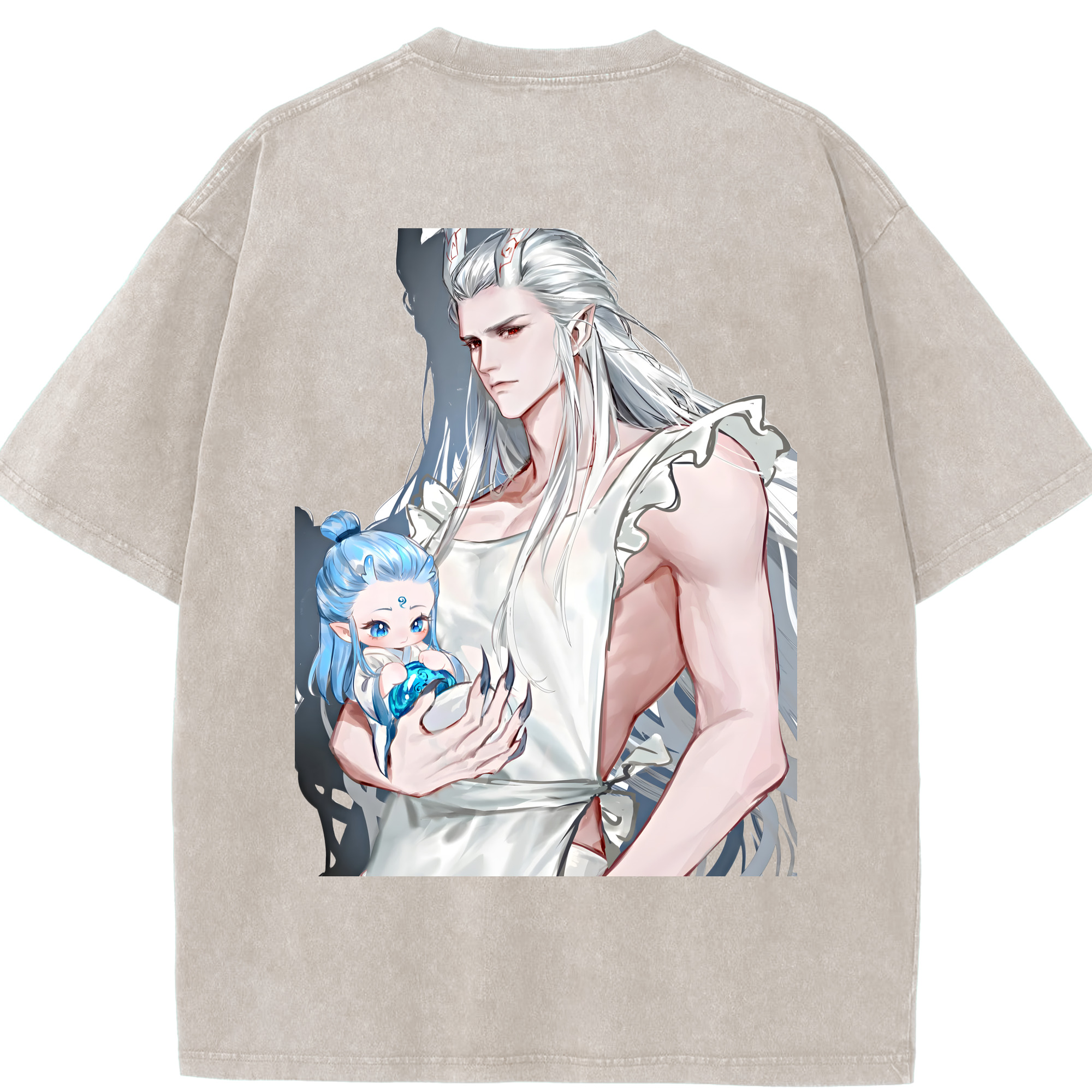 （画像用） Ne Zha 2 ナタ 魔童の大暴れ 綿100% ヴィンテージ風 半袖Tシャツ（背面プリント）