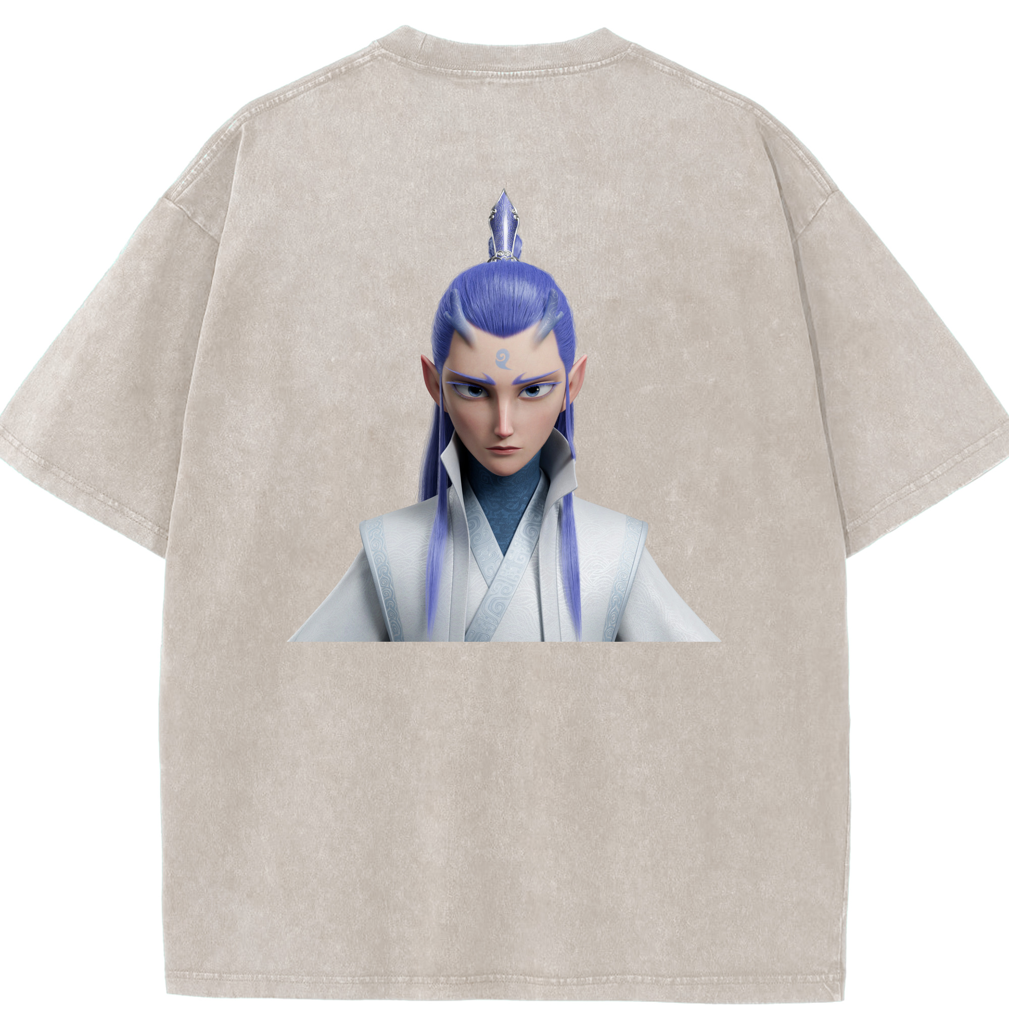 （画像用） Ne Zha 2 ナタ 魔童の大暴れ 綿100% ヴィンテージ風 半袖Tシャツ（背面プリント）