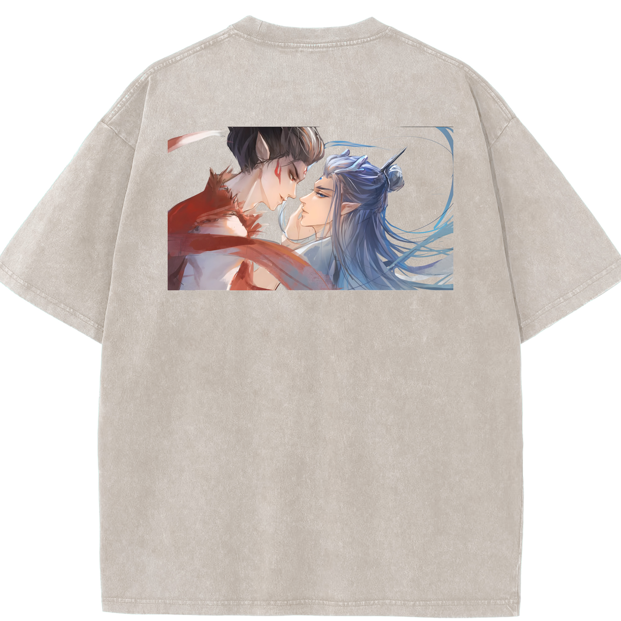（画像用） Ne Zha 2 ナタ 魔童の大暴れ 綿100% ヴィンテージ風 半袖Tシャツ（背面プリント）