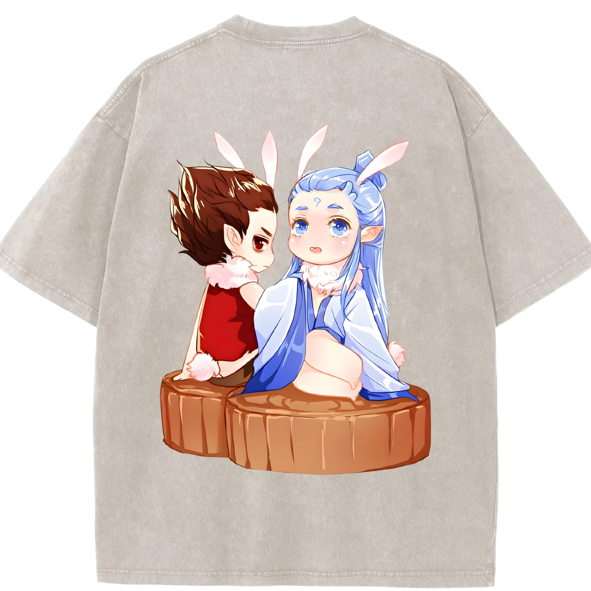 （画像用） Ne Zha 2 ナタ 魔童の大暴れ 綿100% ヴィンテージ風 半袖Tシャツ（背面プリント）