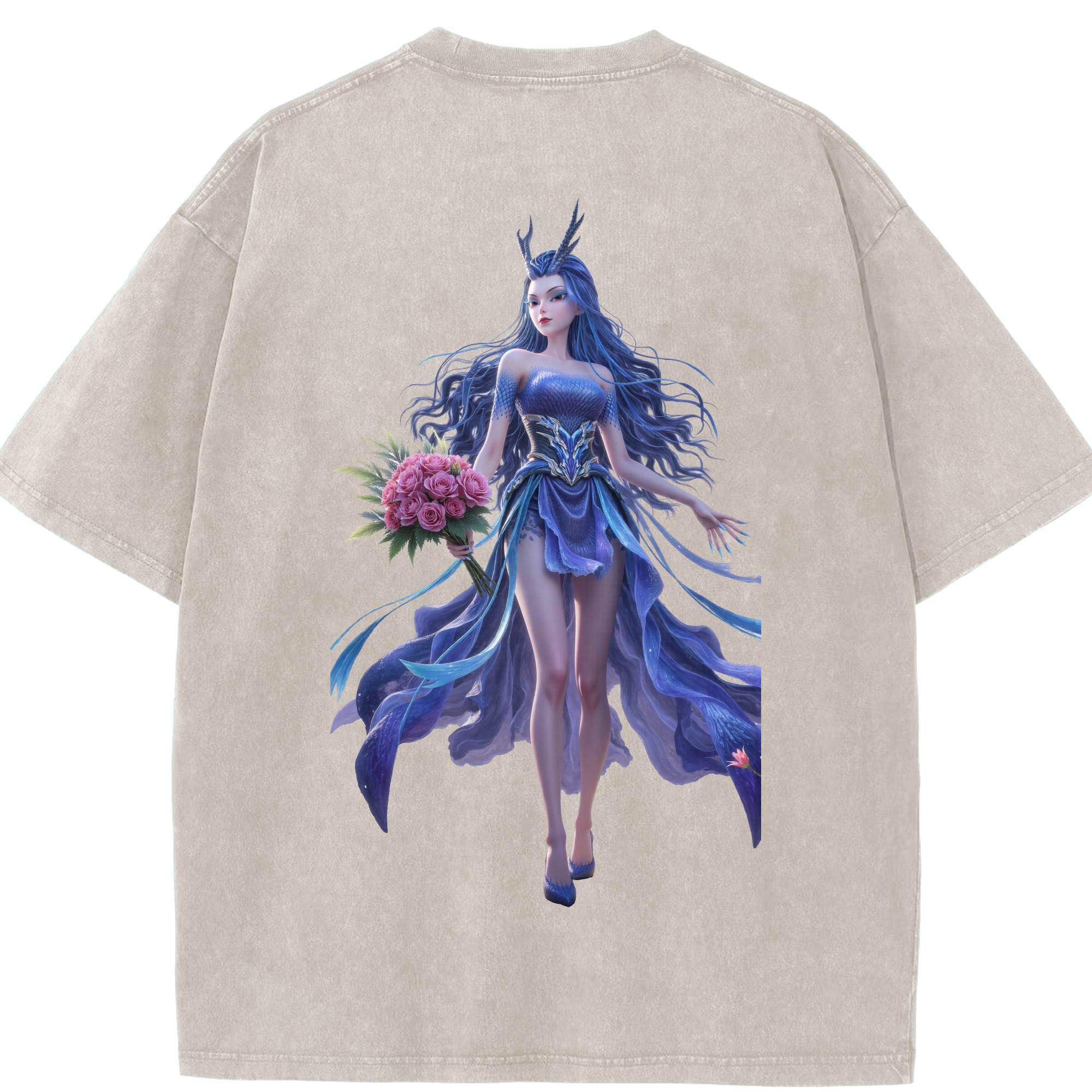 （画像用） Ne Zha 2 ナタ 魔童の大暴れ 綿100% ヴィンテージ風 半袖Tシャツ（背面プリント）