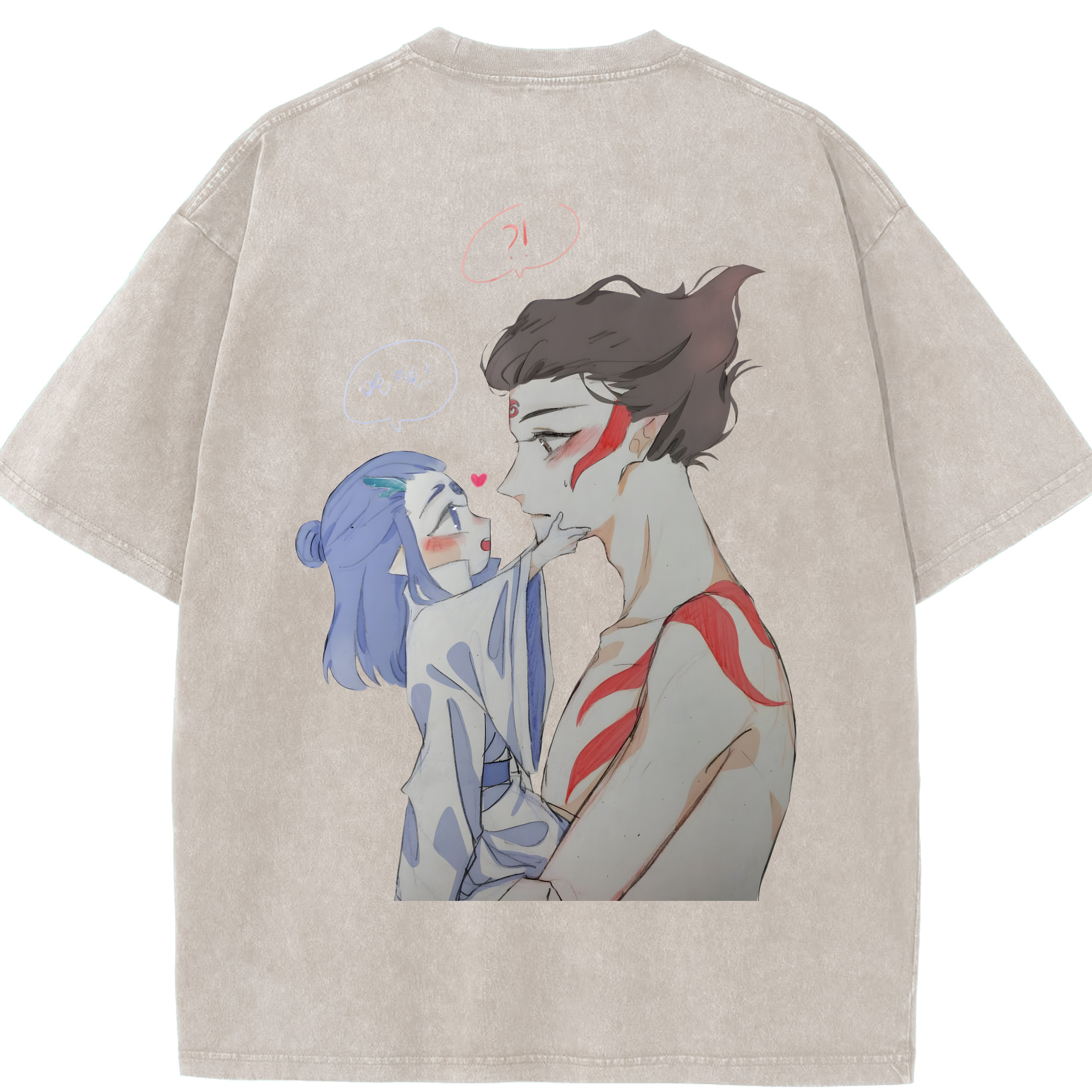 （画像用） Ne Zha 2 ナタ 魔童の大暴れ 綿100% ヴィンテージ風 半袖Tシャツ（背面プリント）