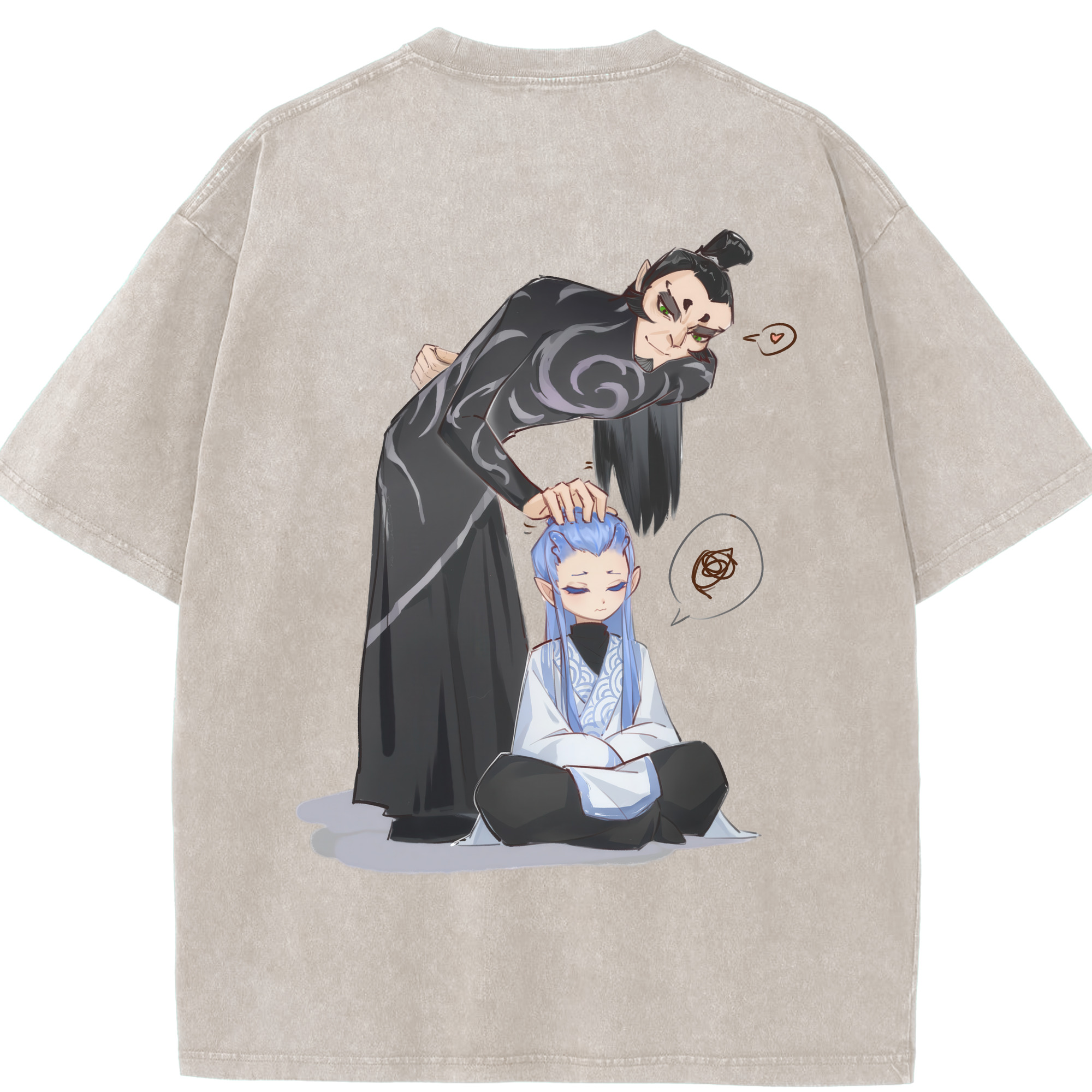 （画像用） Ne Zha 2 ナタ 魔童の大暴れ 綿100% ヴィンテージ風 半袖Tシャツ（背面プリント）