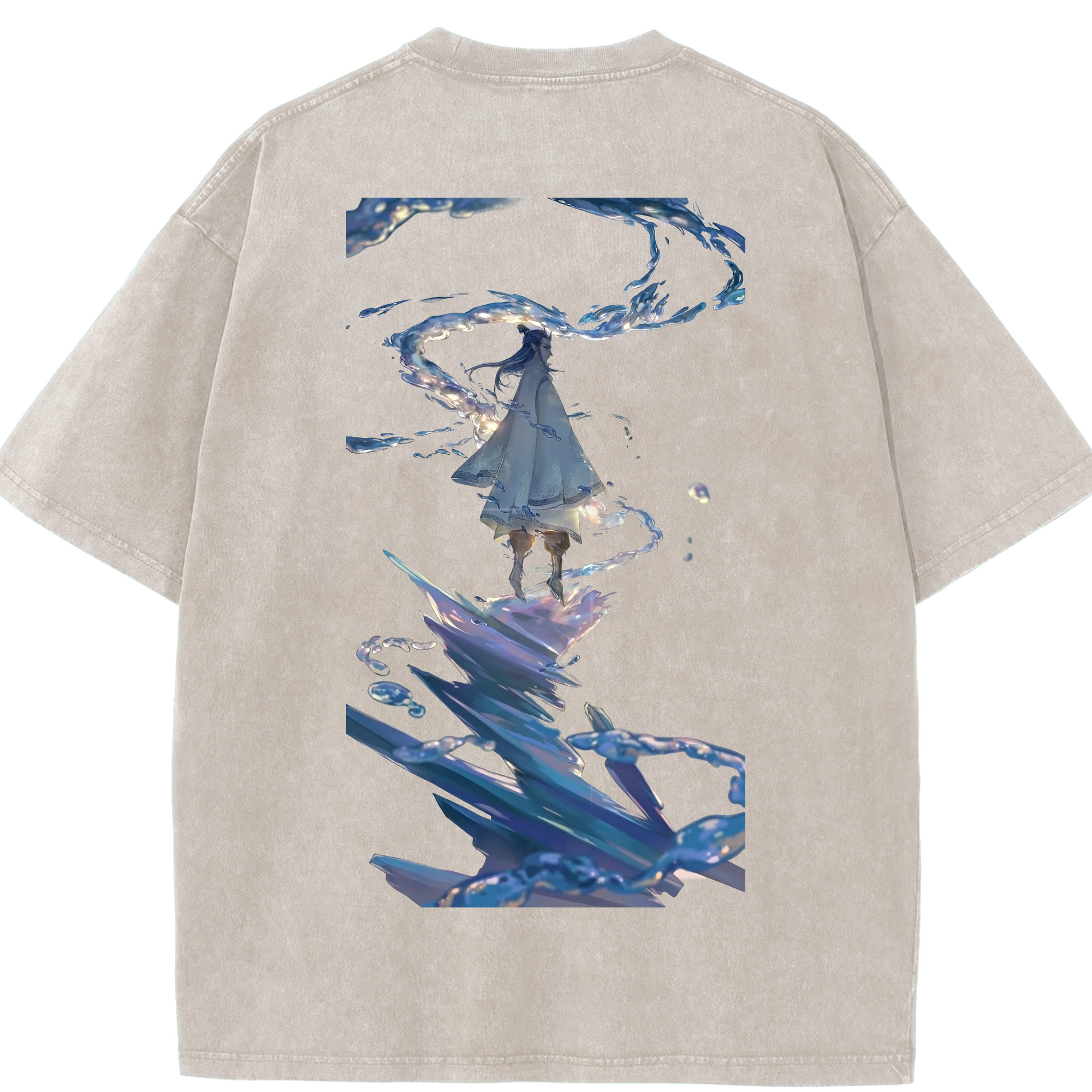 （画像用） Ne Zha 2 ナタ 魔童の大暴れ 綿100% ヴィンテージ風 半袖Tシャツ（背面プリント）