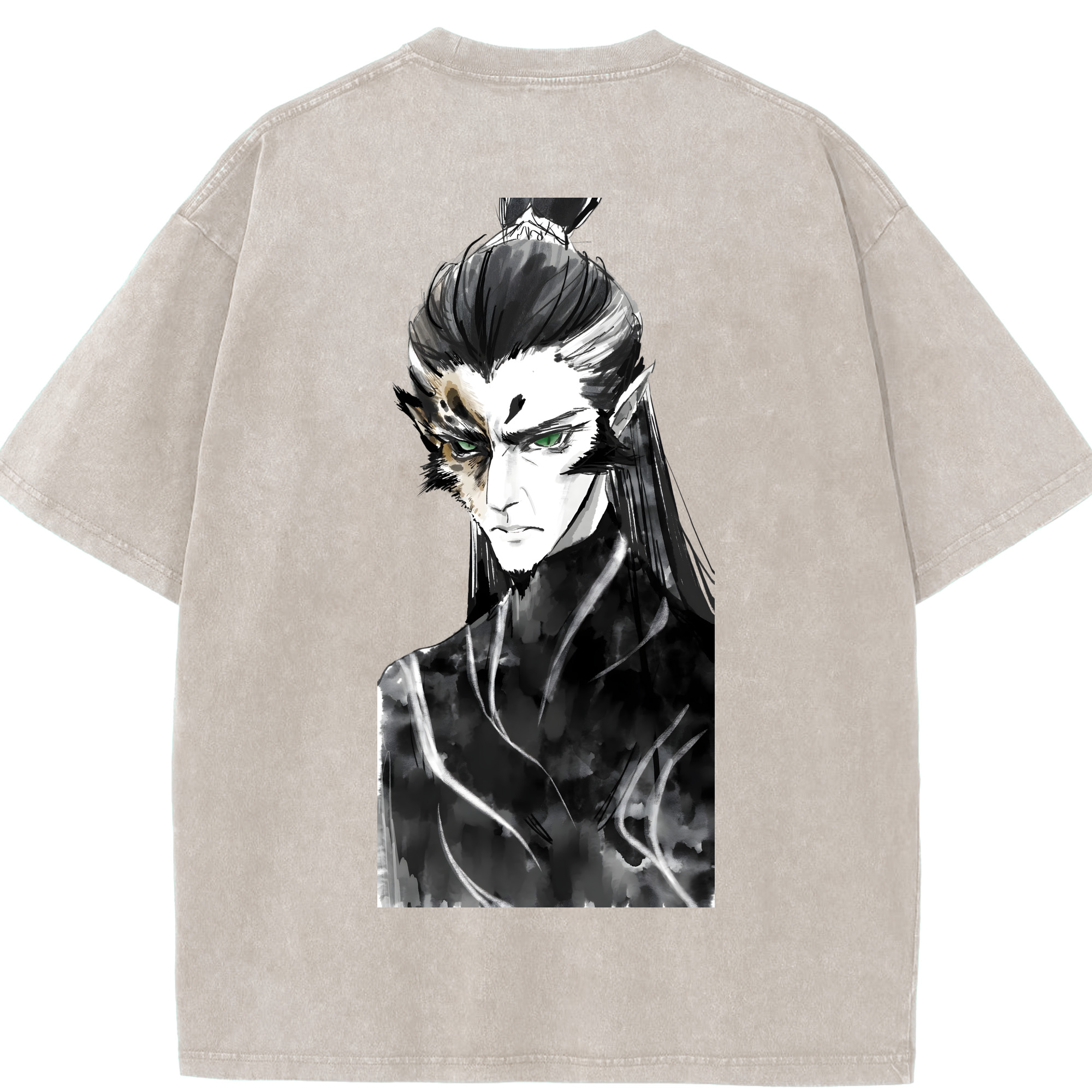 （画像用） Ne Zha 2 ナタ 魔童の大暴れ 綿100% ヴィンテージ風 半袖Tシャツ（背面プリント）