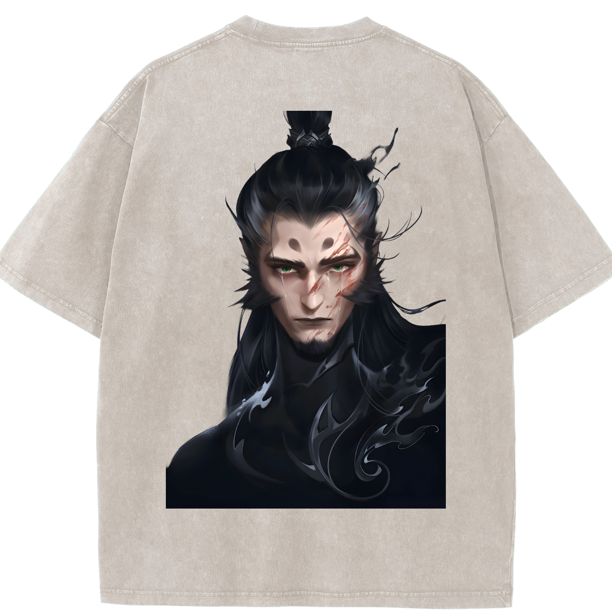 （画像用） Ne Zha 2 ナタ 魔童の大暴れ 綿100% ヴィンテージ風 半袖Tシャツ（背面プリント）
