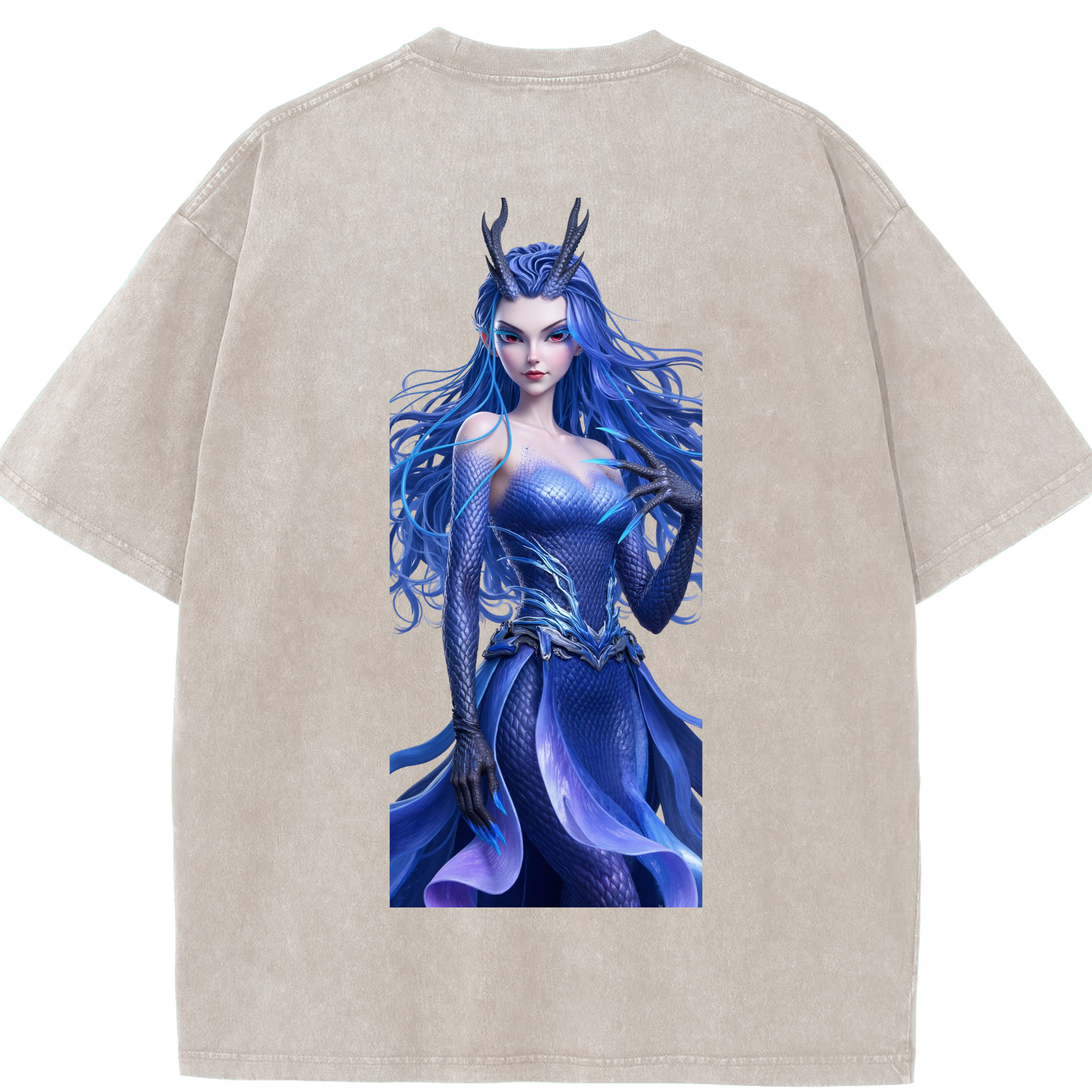 （画像用） Ne Zha 2 ナタ 魔童の大暴れ 綿100% ヴィンテージ風 半袖Tシャツ（背面プリント）