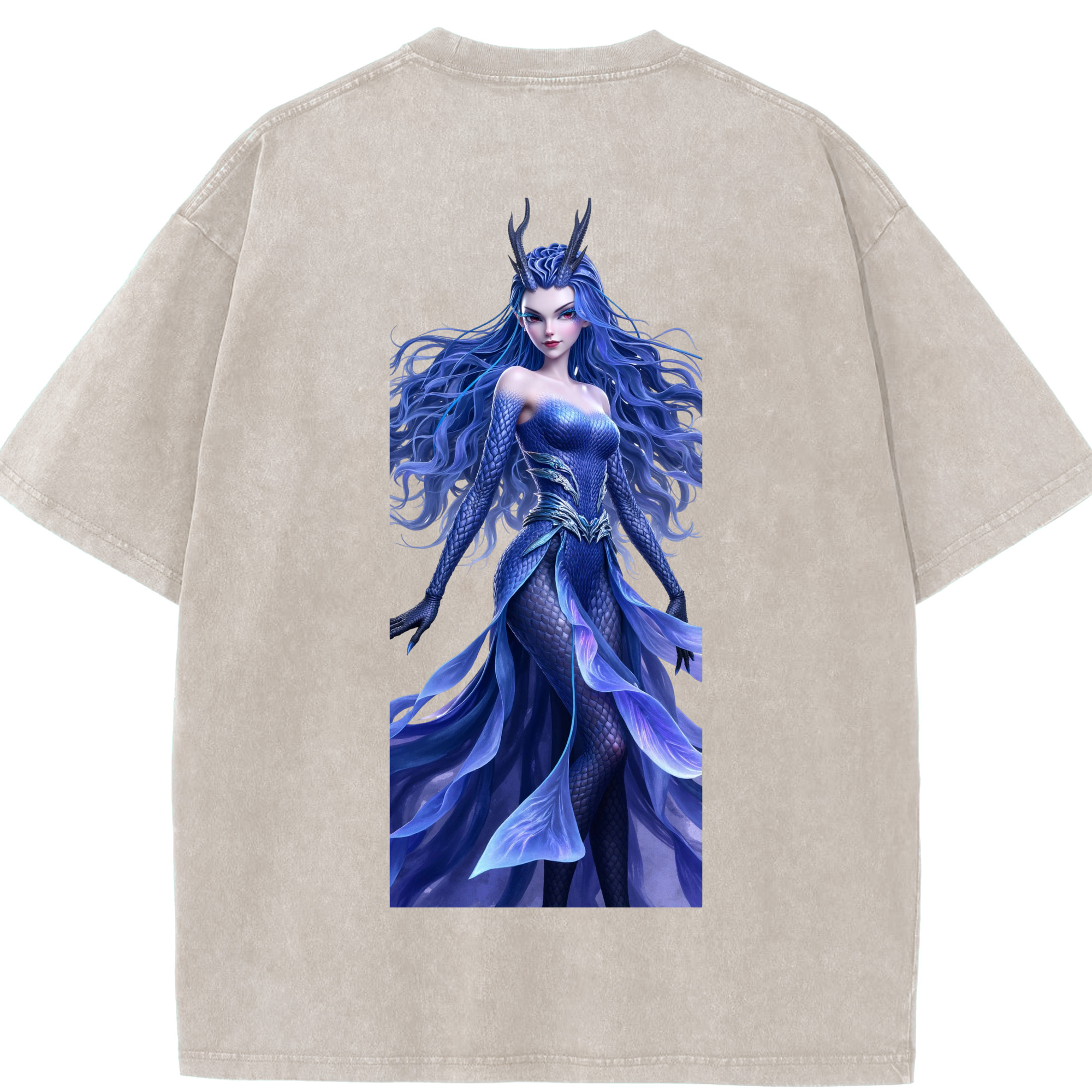 （画像用） Ne Zha 2 ナタ 魔童の大暴れ 綿100% ヴィンテージ風 半袖Tシャツ（背面プリント）