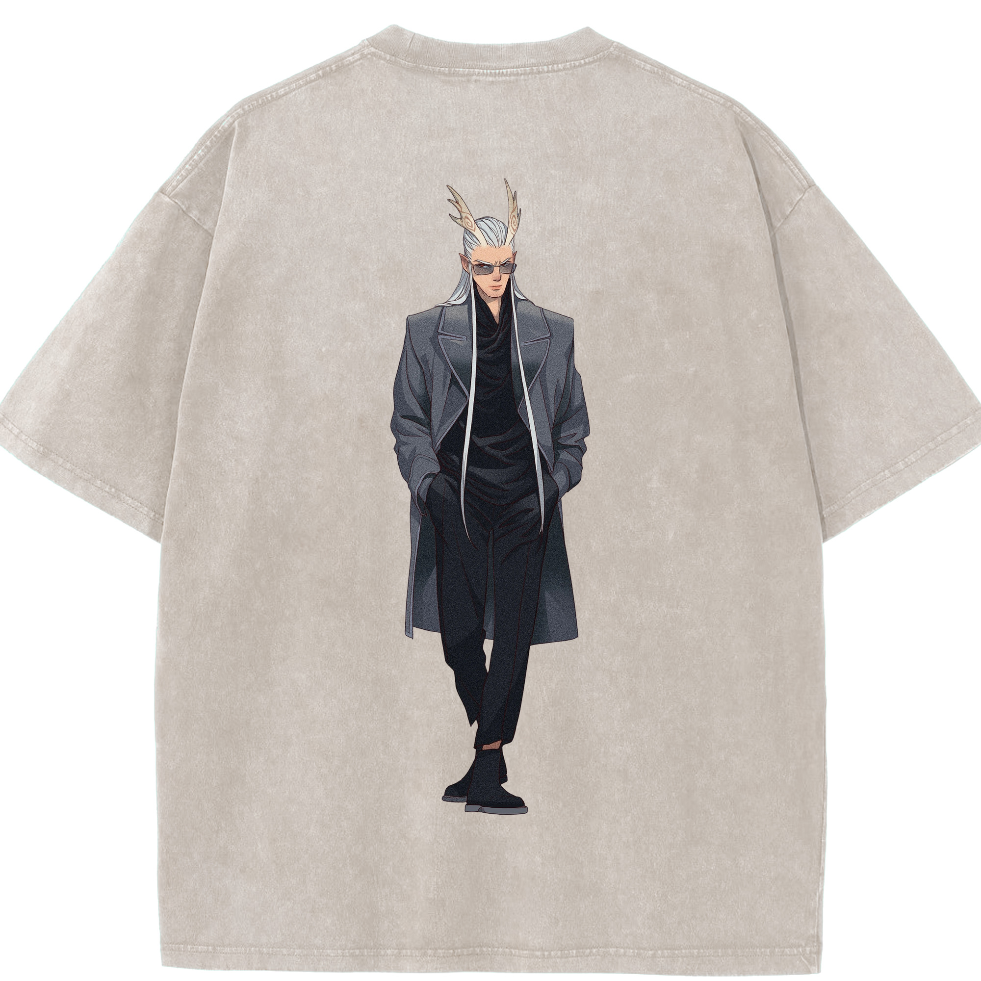 （画像用） Ne Zha 2 ナタ 魔童の大暴れ 綿100% ヴィンテージ風 半袖Tシャツ（背面プリント）