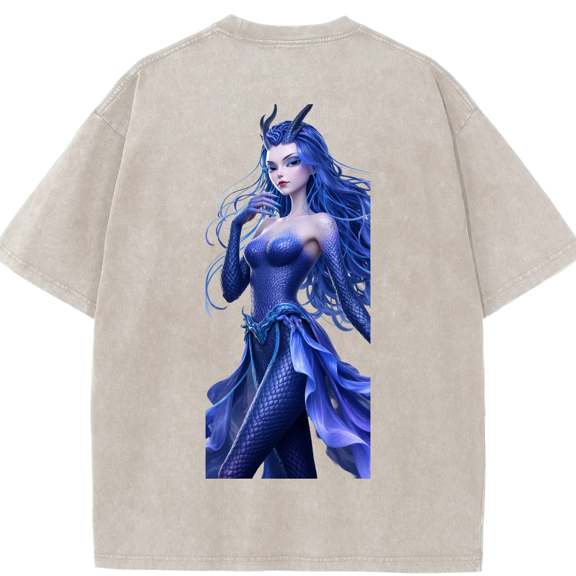 （画像用） Ne Zha 2 ナタ 魔童の大暴れ 綿100% ヴィンテージ風 半袖Tシャツ（背面プリント）