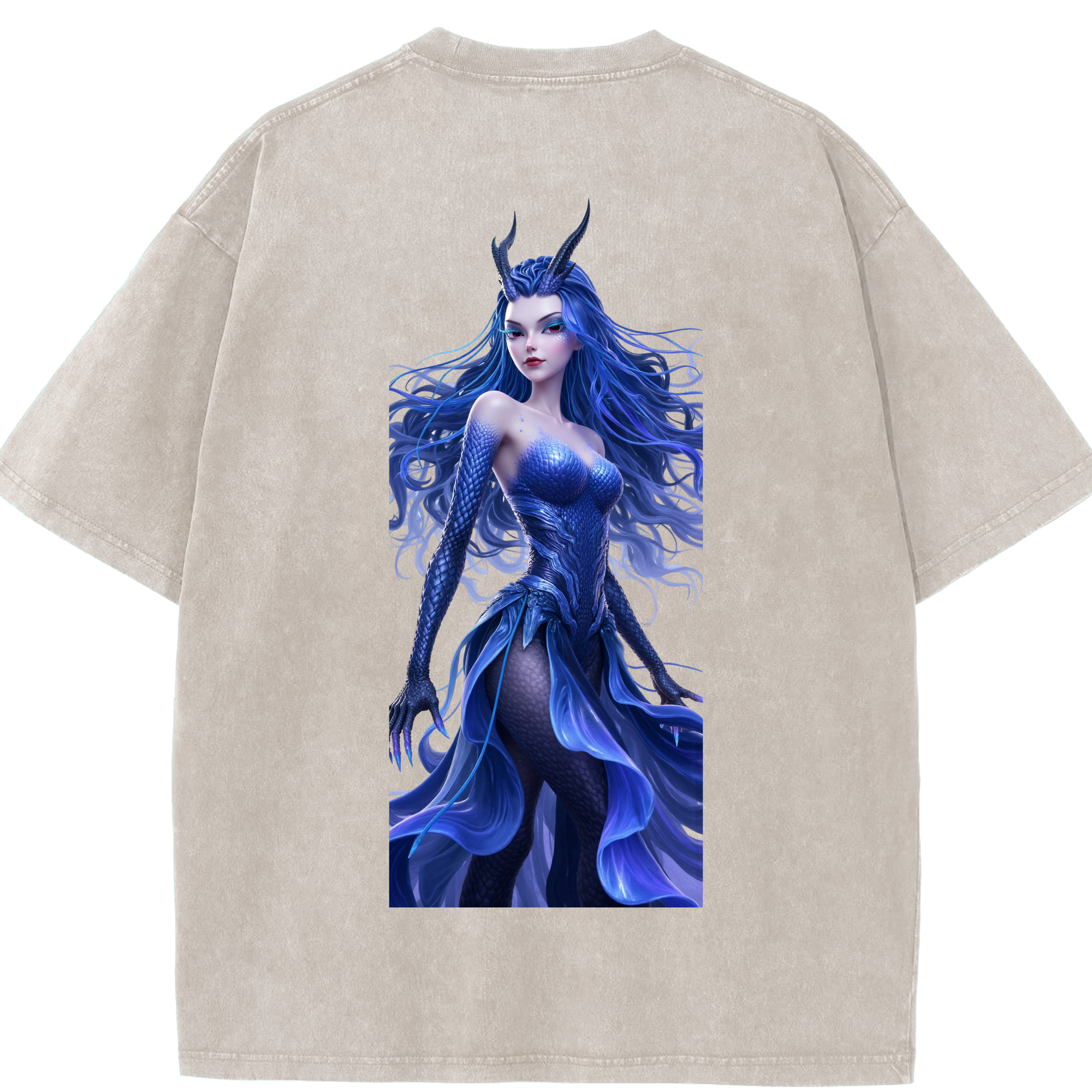 （画像用） Ne Zha 2 ナタ 魔童の大暴れ 綿100% ヴィンテージ風 半袖Tシャツ（背面プリント）
