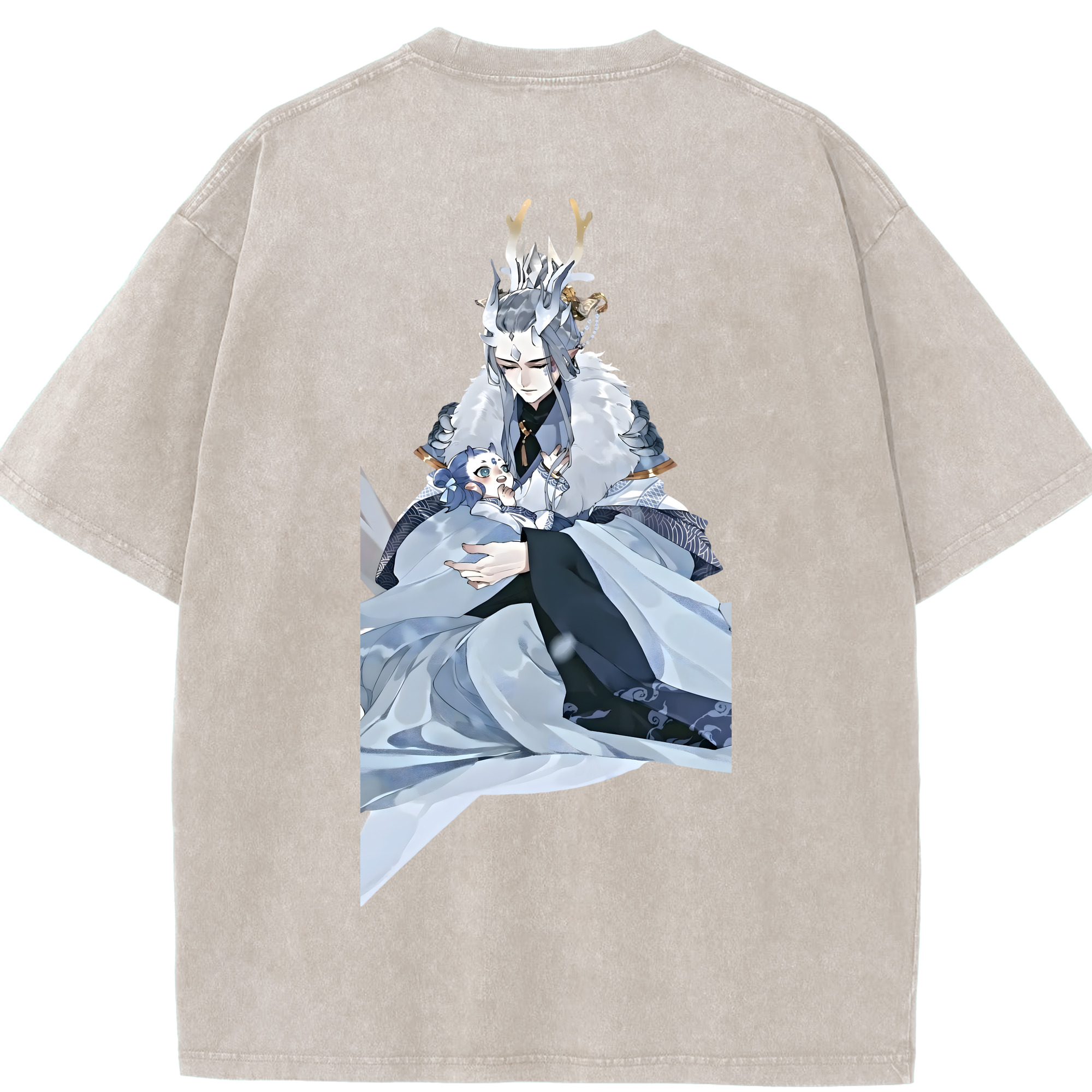 （画像用） Ne Zha 2 ナタ 魔童の大暴れ 綿100% ヴィンテージ風 半袖Tシャツ（背面プリント）