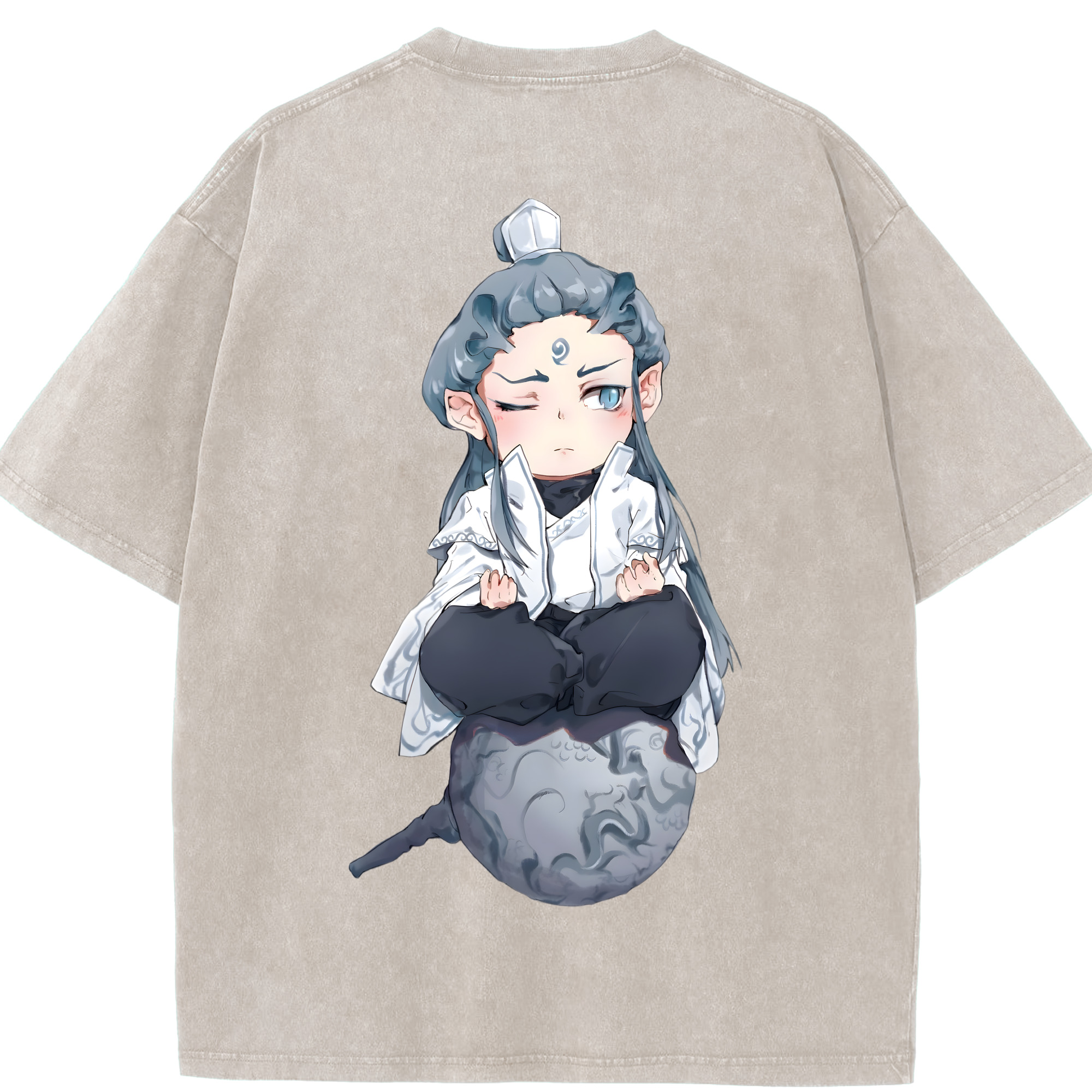 （画像用） Ne Zha 2 ナタ 魔童の大暴れ 綿100% ヴィンテージ風 半袖Tシャツ（背面プリント）